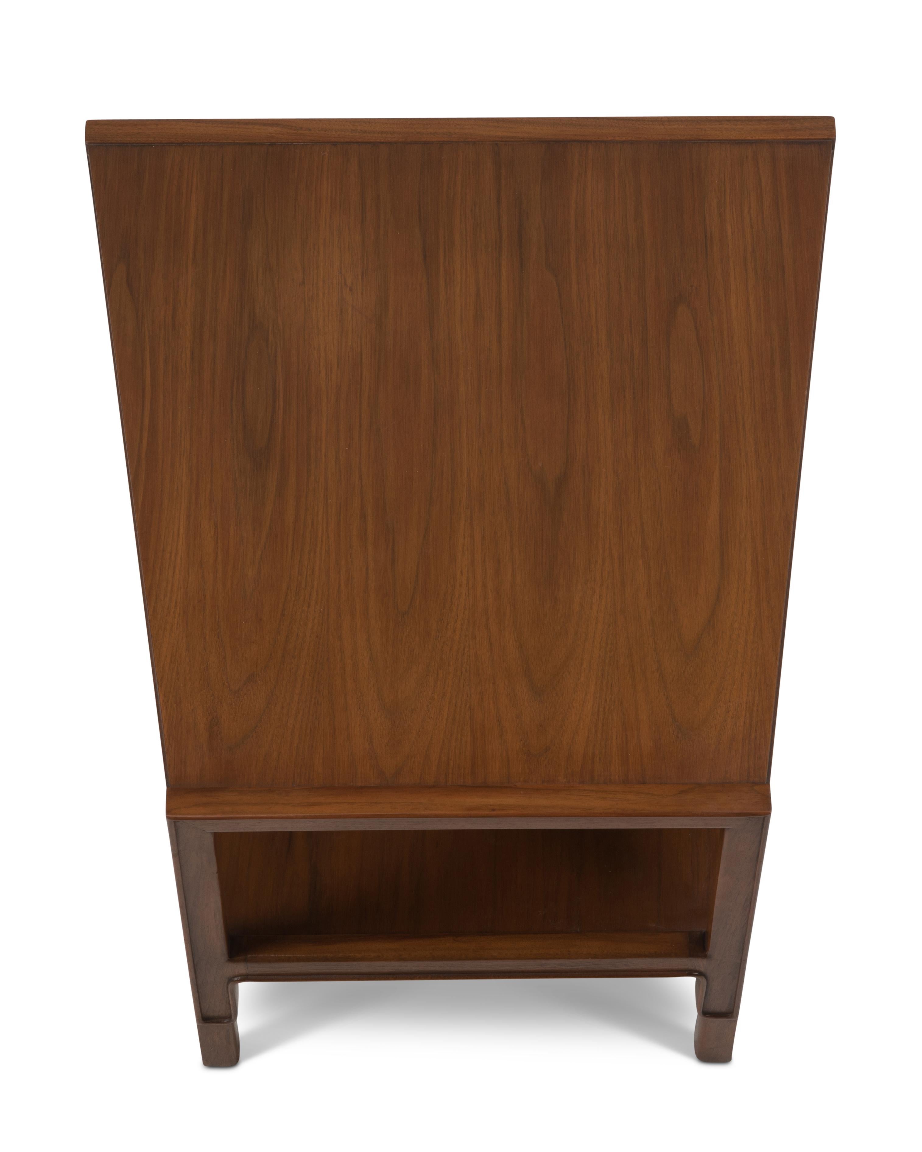 John Stuart Janus Collection Mt. Airy Furniture Walnut Trapezoid Table For Sale 1