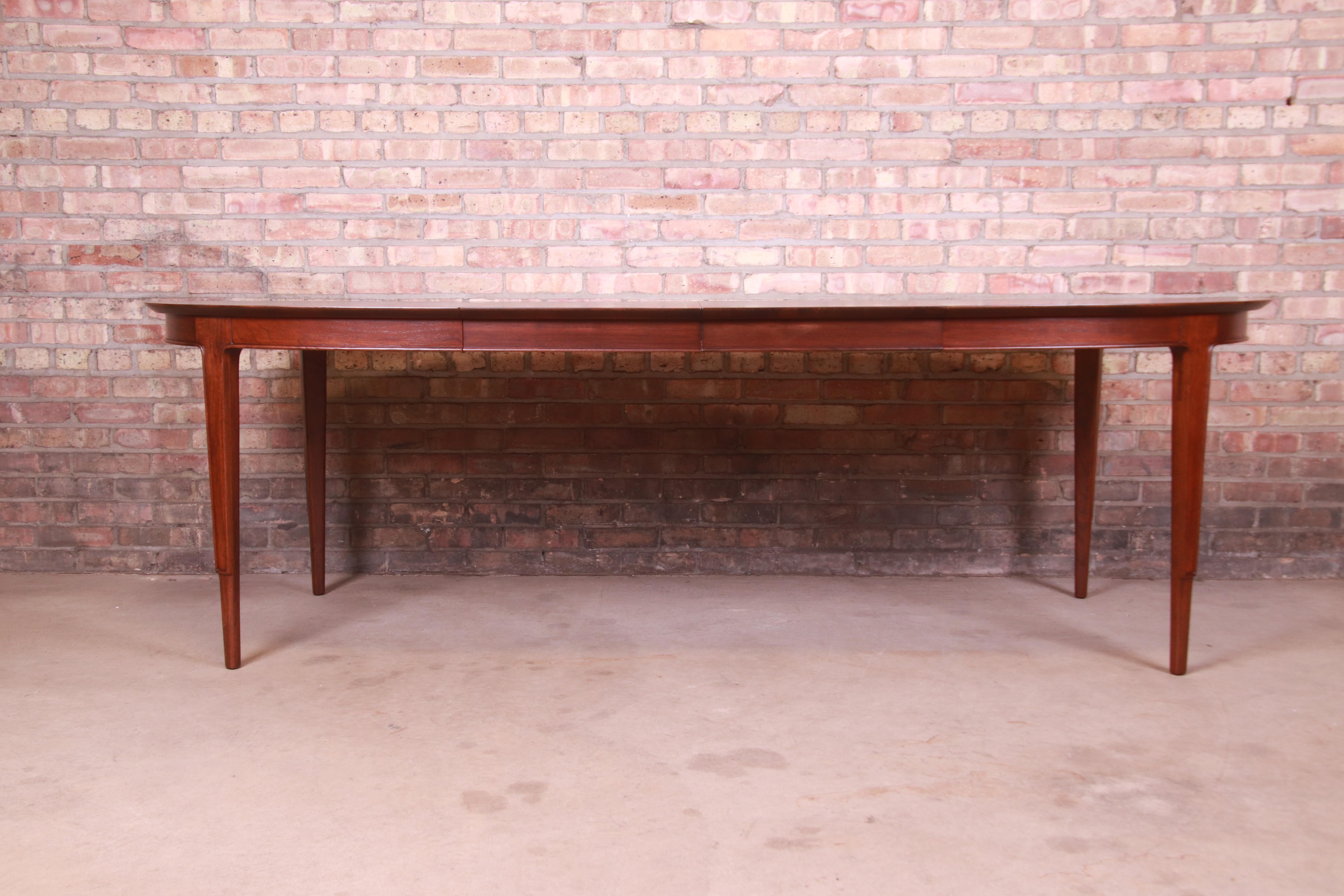 Mid-Century Modern John Stuart Janus Collection Sculpted Walnut Dining Table, Newly Refinished