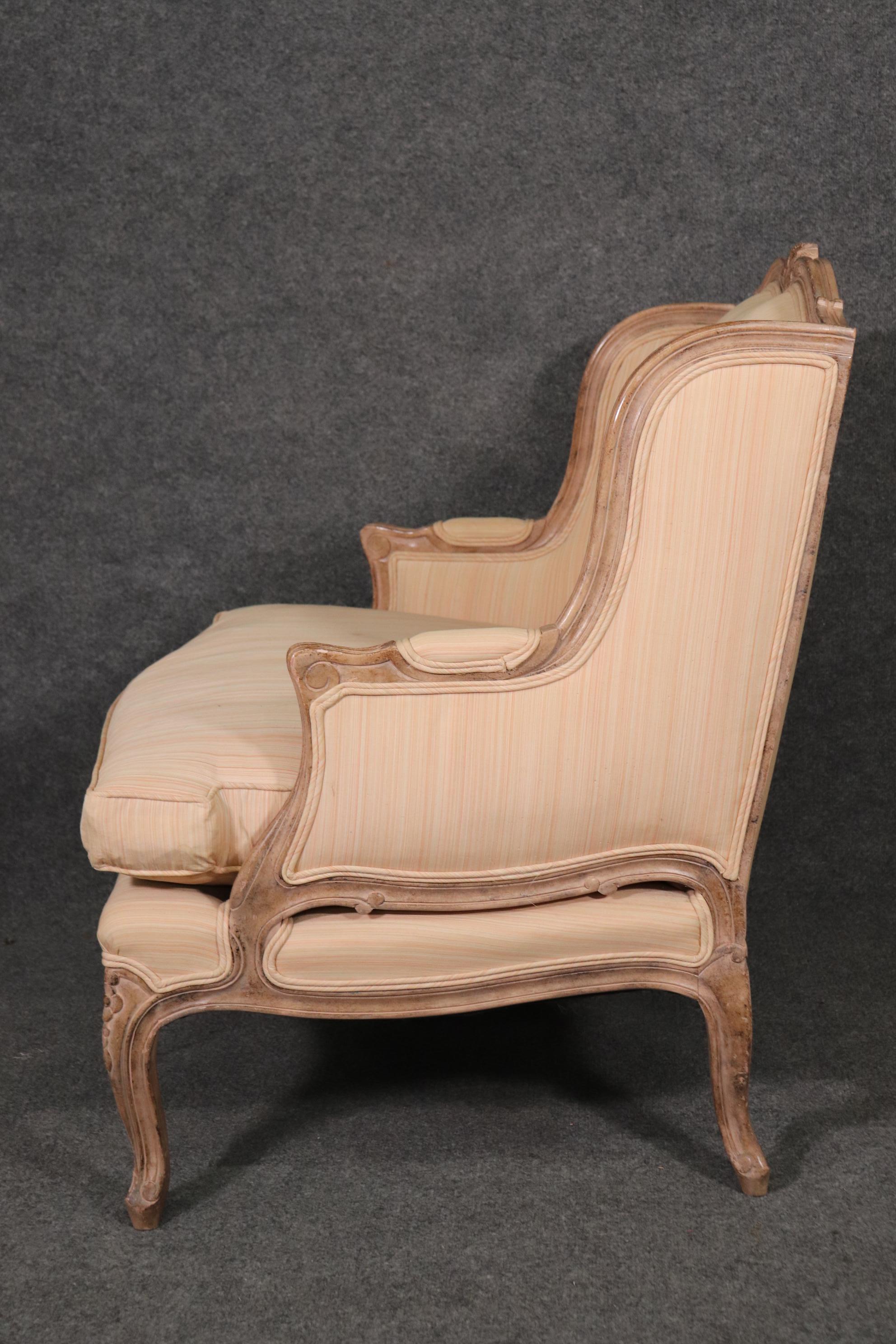 American John Stuart Louis XV Style Painted Bergere Chair with Ottoman, circa 1970