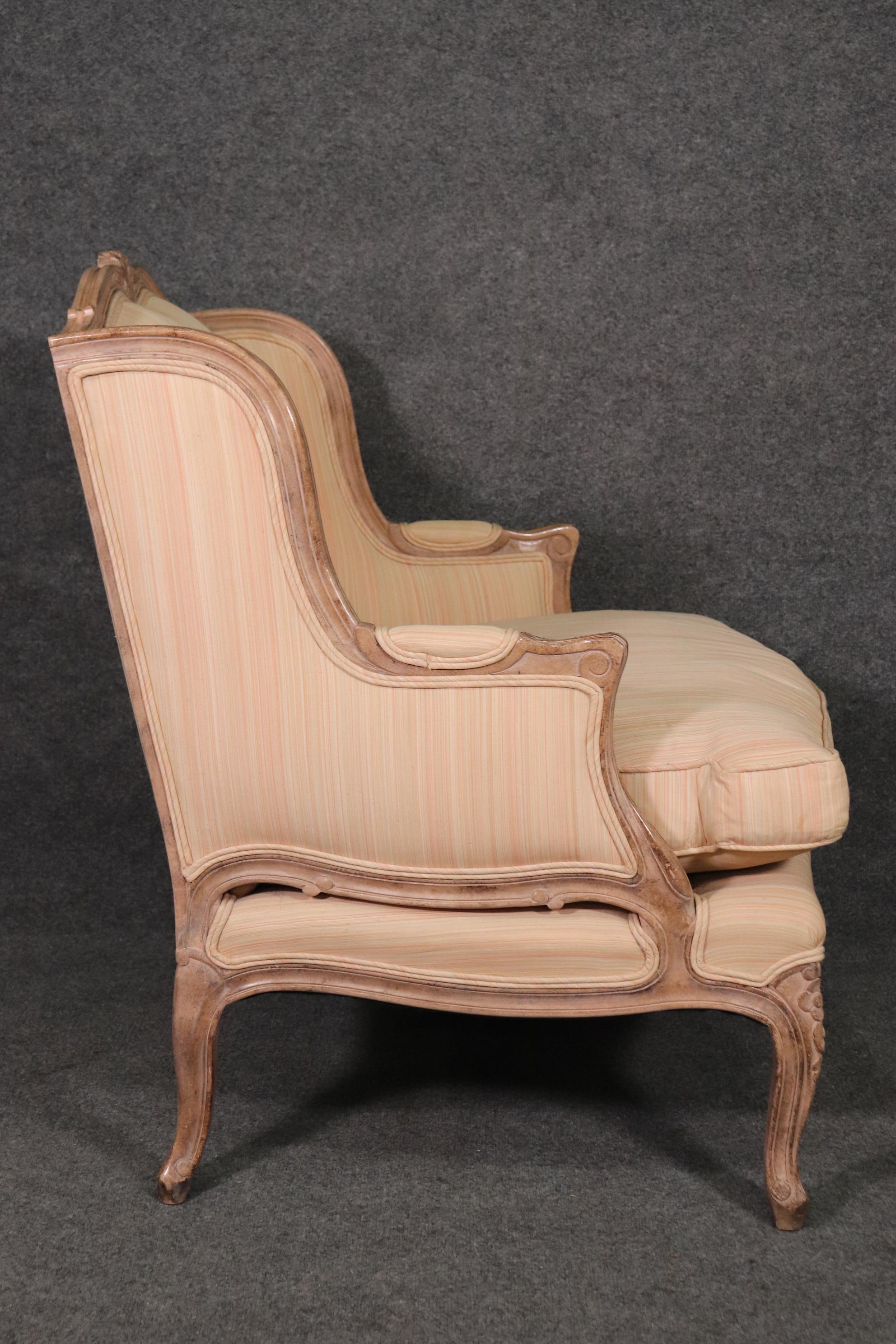 Late 20th Century John Stuart Louis XV Style Painted Bergere Chair with Ottoman, circa 1970