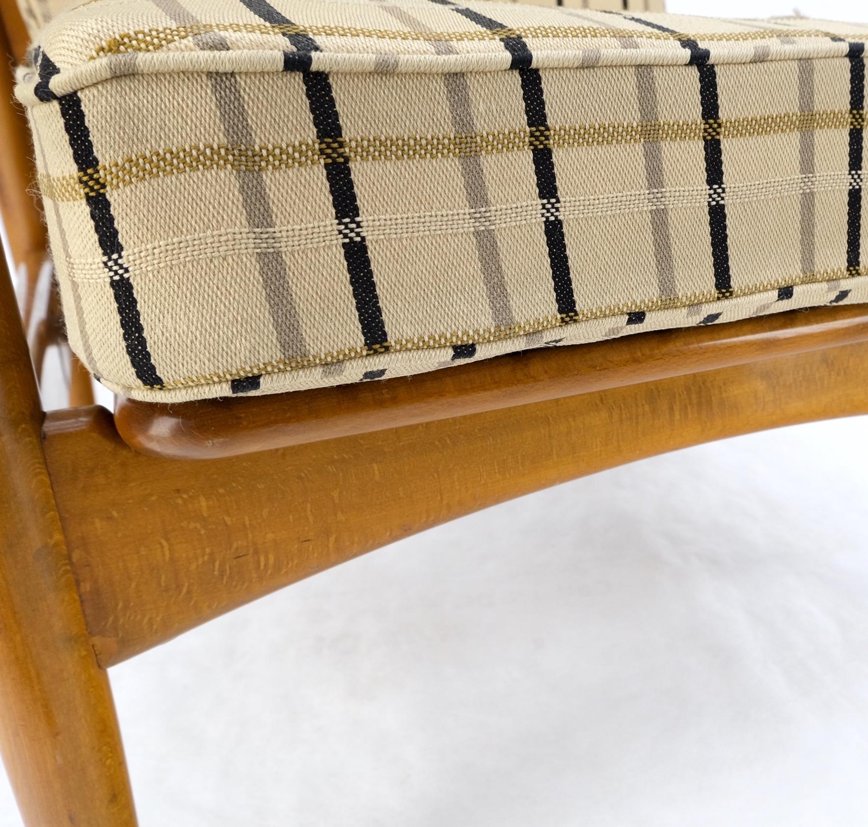 Lacquered John Stuart Mid Century Danish Modern Plaid Pattern Upholstery Teak Lounge Chair For Sale