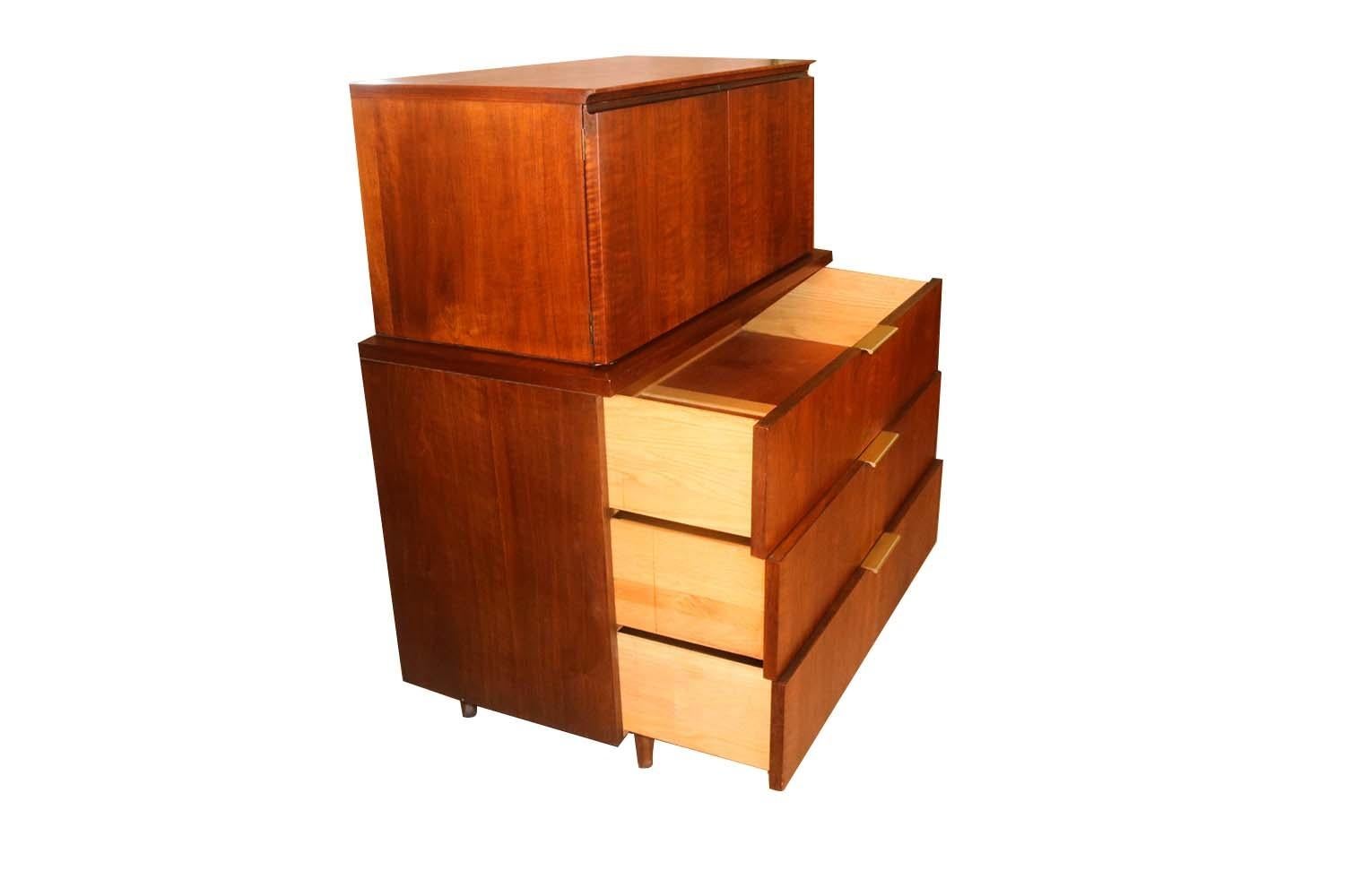 John Stuart Midcentury Highboy Walnut Dresser For Sale 1