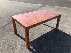 John Stuart Mid-Century Modern Burl Wood Extension Dining Table Olive Wood