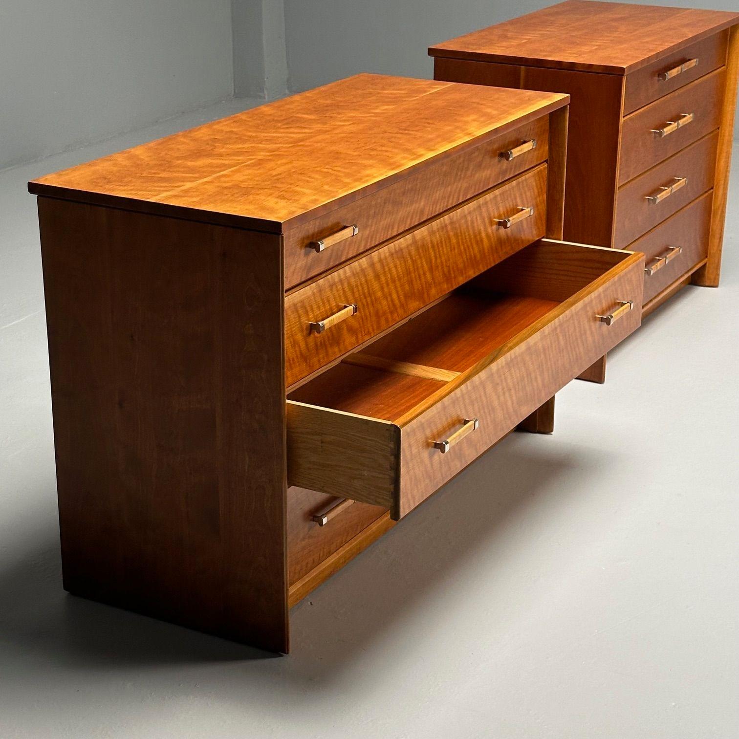 John Stuart, Mid-Century Modern, Dressers, Birdseye Maple, Chrome, USA, 1960s 3