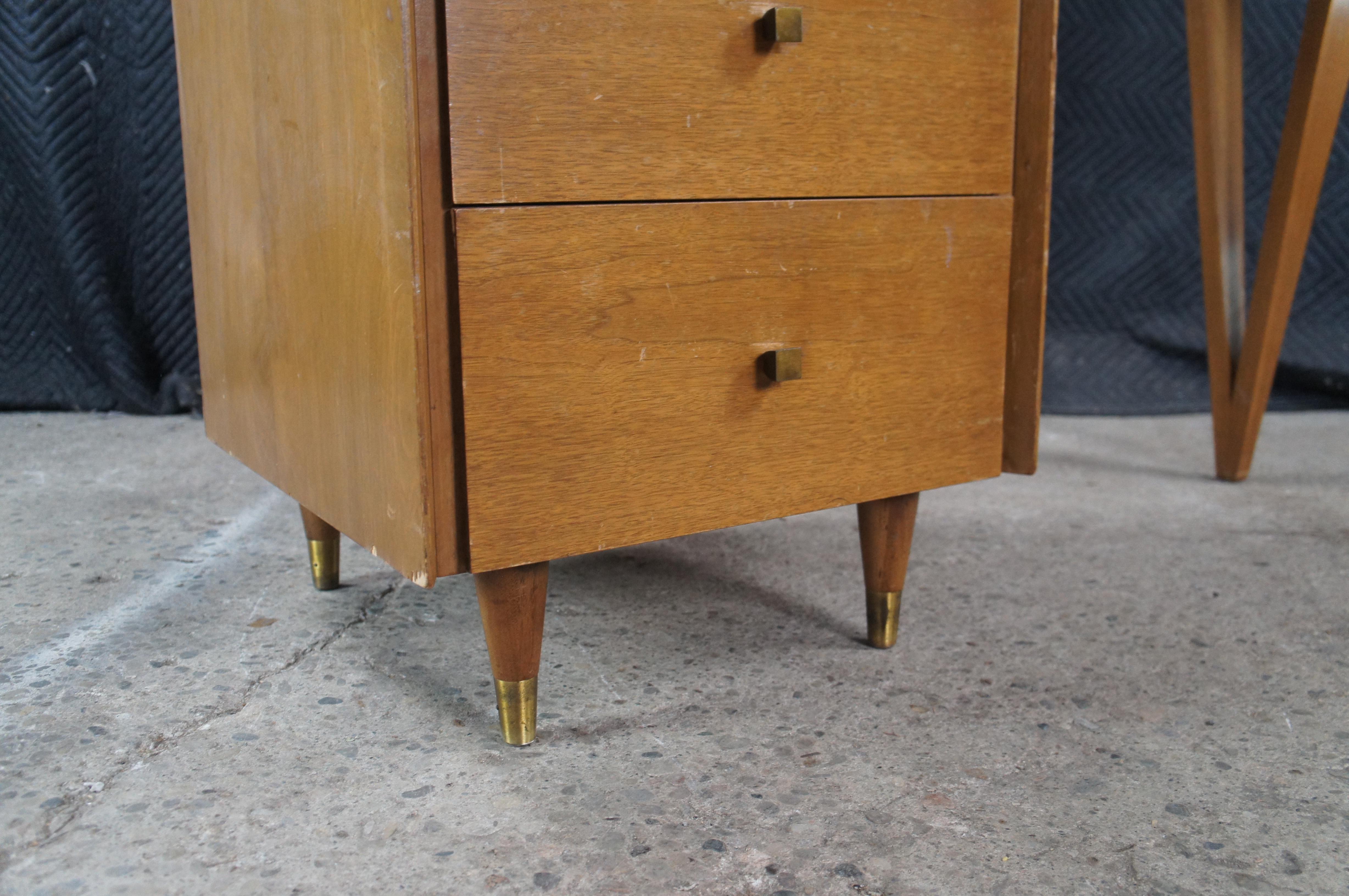 John Stuart Mid Century Modern Hairpin Leg Maple Writing Desk Table Drawers MCM in vendita 4