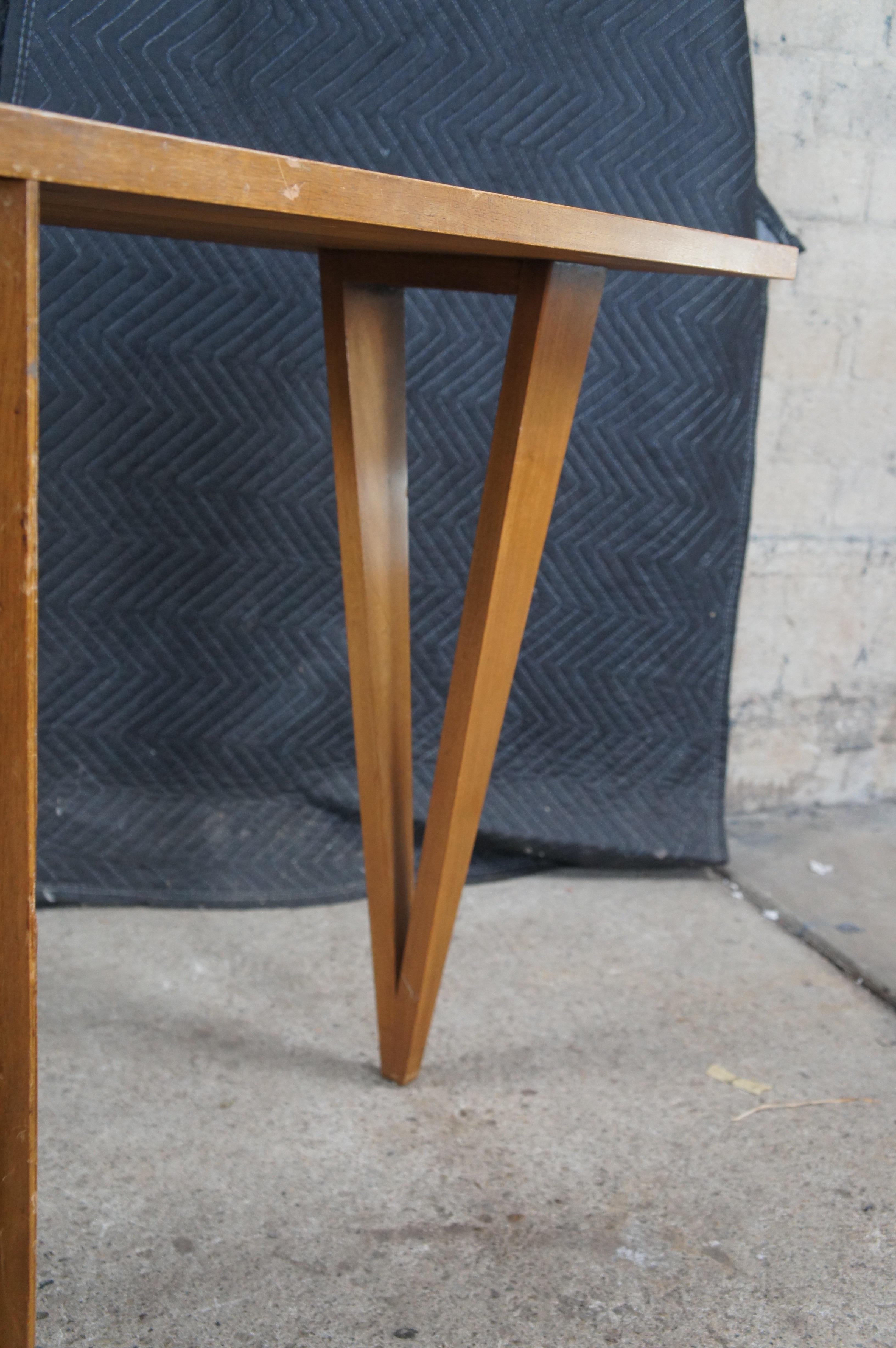 John Stuart Mid Century Modern Hairpin Leg Maple Writing Desk Table Drawers MCM in vendita 5