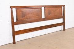John Stuart Mid-Century Modern Sculpted Walnut King Size Headboard