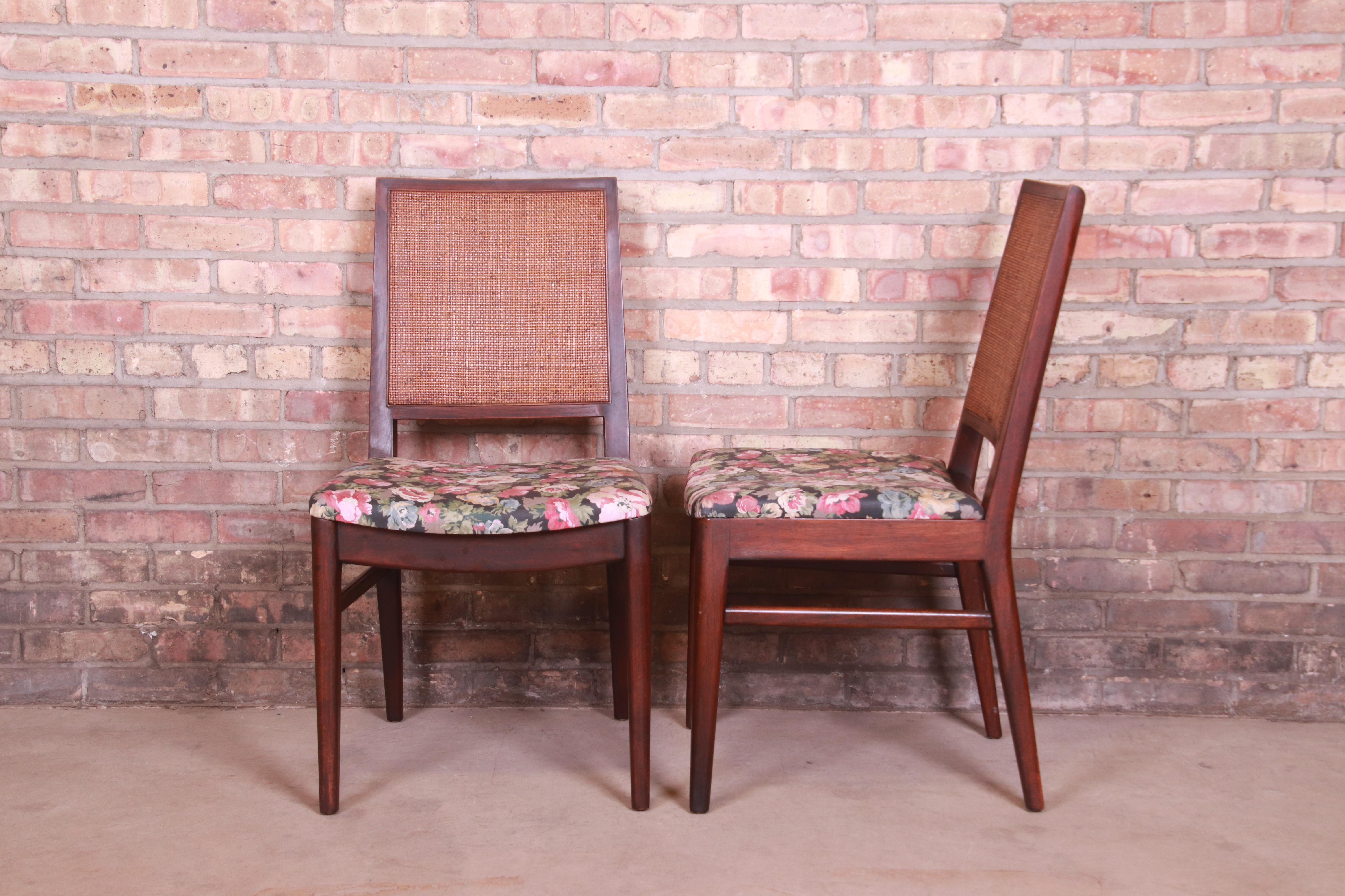 John Stuart Mid-Century Modern Walnut and Cane Dining Chairs, Set of Six 5