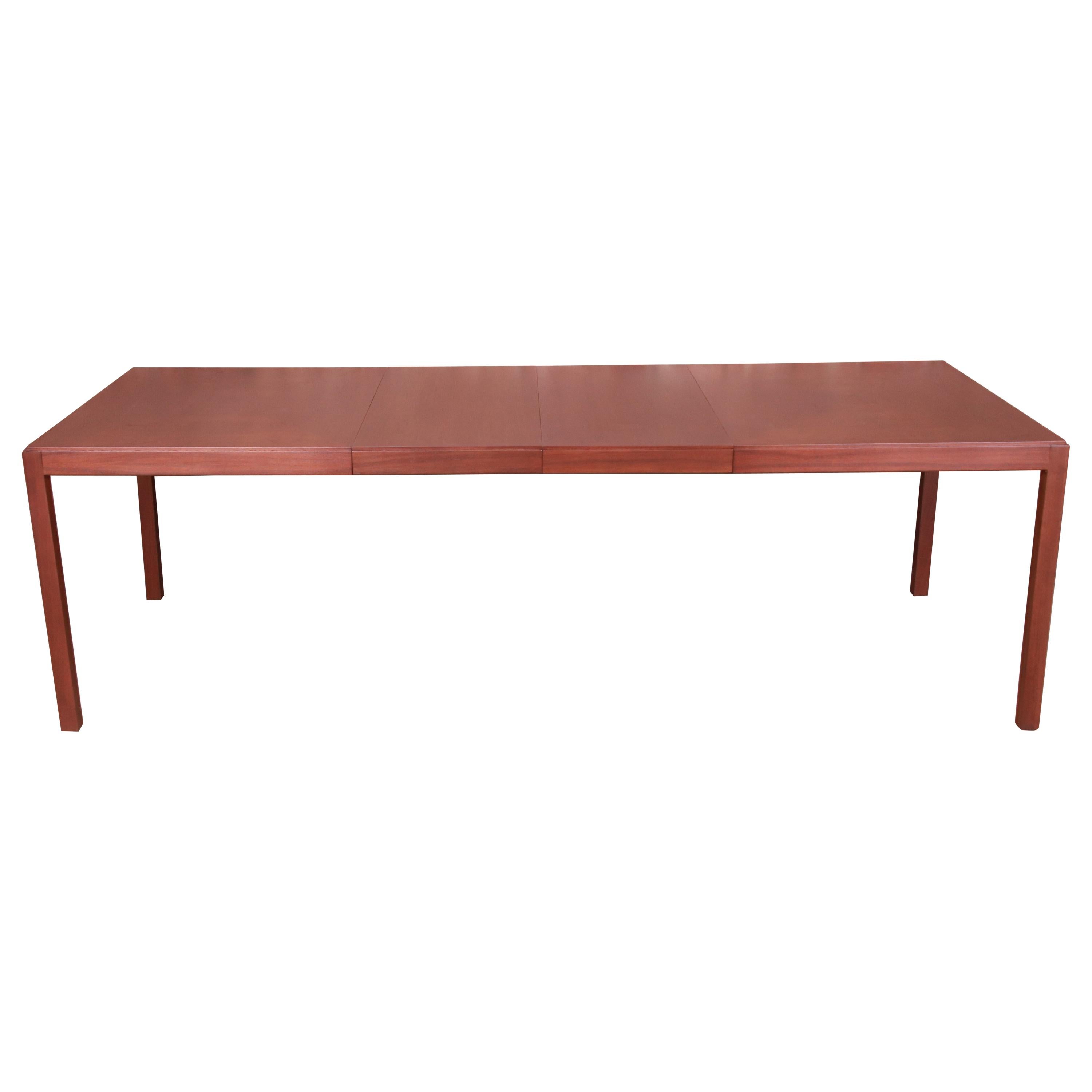John Stuart Mid-Century Modern Walnut Extension Dining Table, Newly Refinished For Sale
