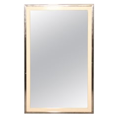 John Stuart Mid-Century Modern White Chrome Mirror, circa 1960s