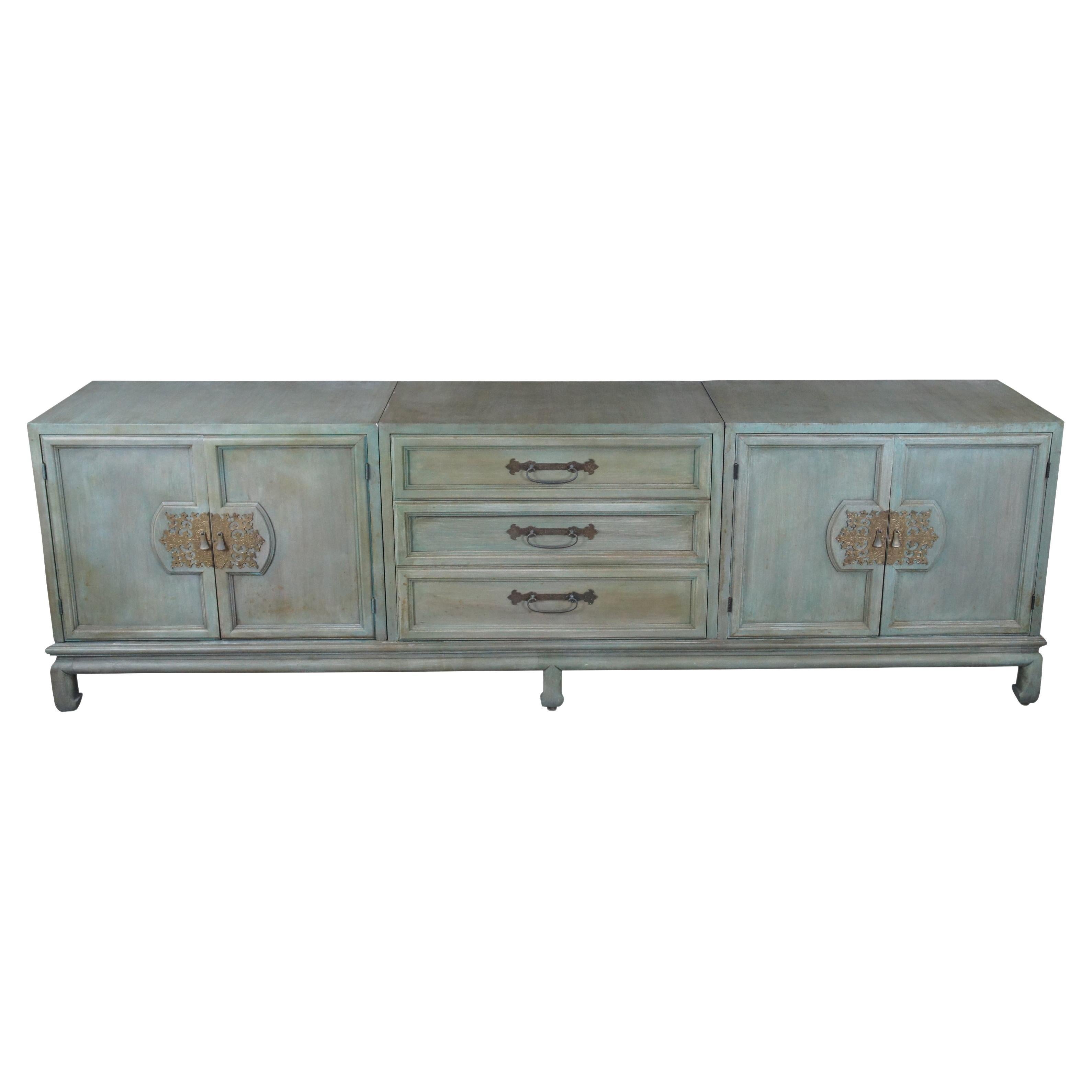 John Stuart Painted Mahogany Chinoiserie Entertainment Cabinet Console Credenza For Sale