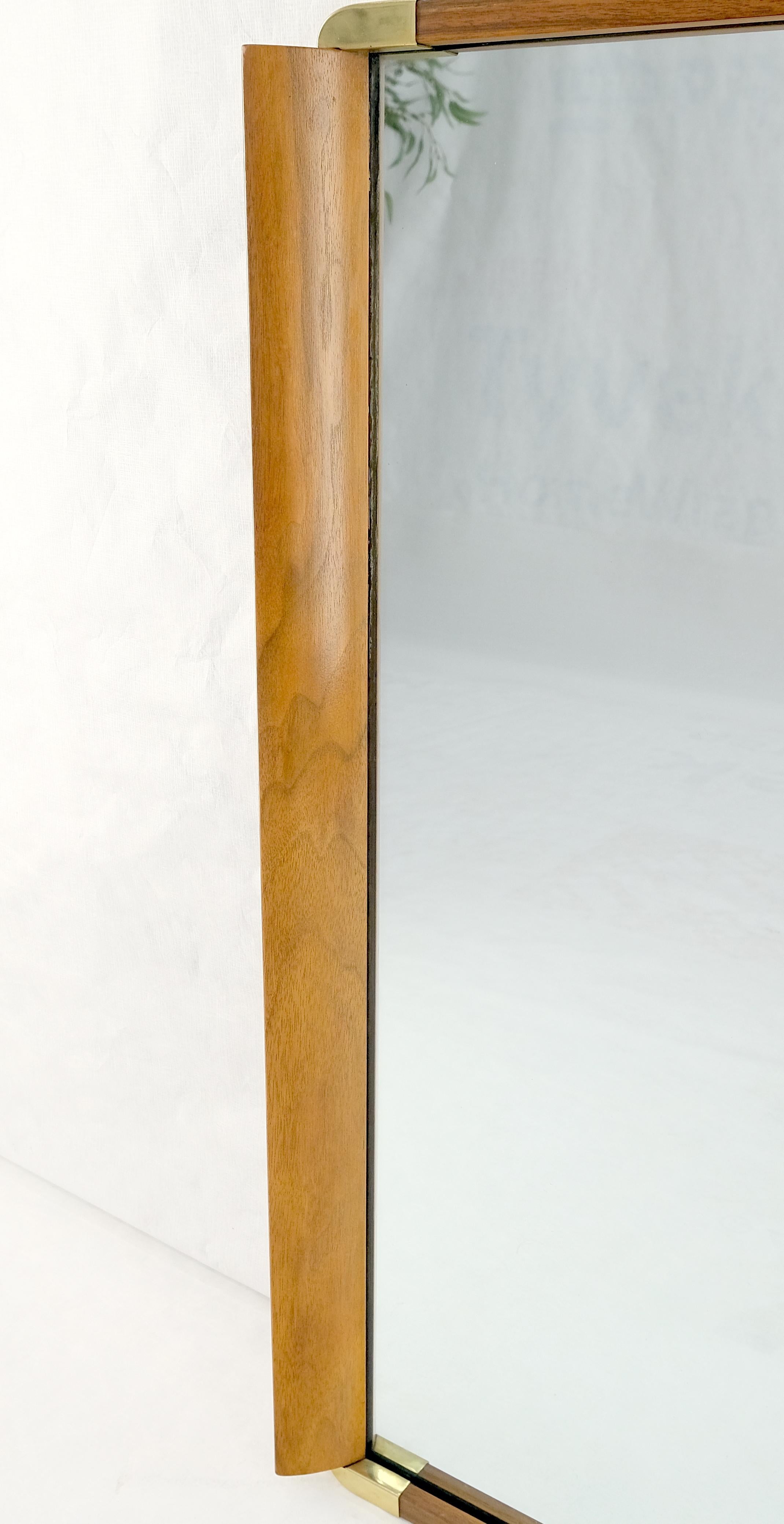 20th Century John Stuart Paul Frankl Large Light Walnut & Brass Rectangle Frame Wall Mirror
