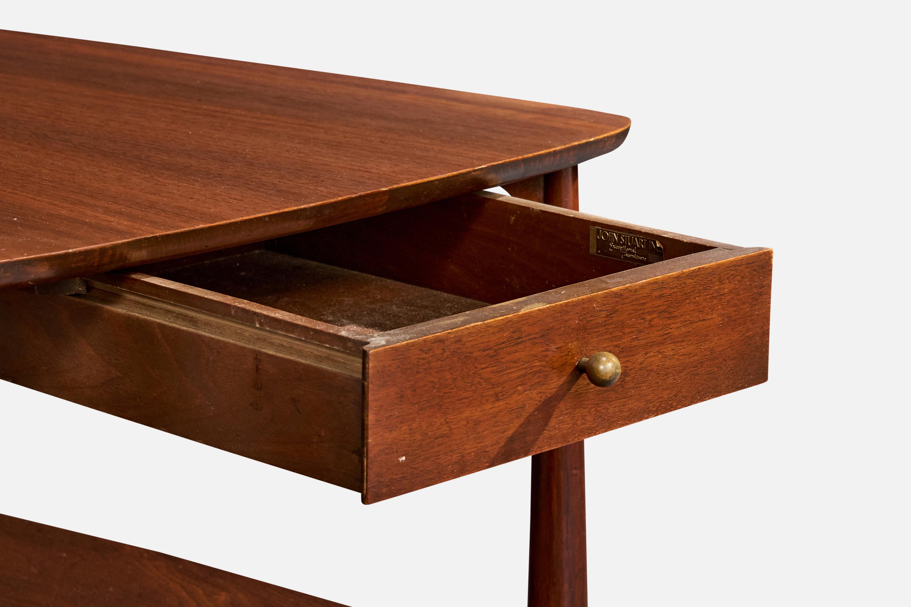 John Stuart, Tavolini, Noce, Ottone, USA, anni '50 in vendita 3