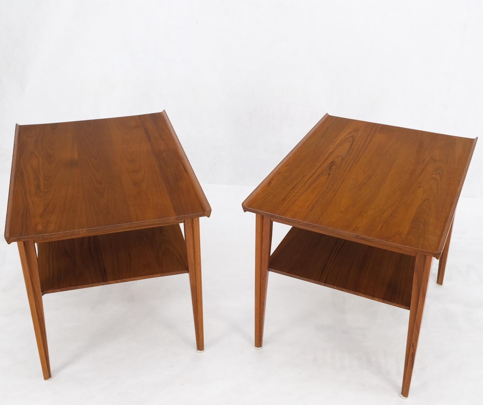 20th Century John Stuart Solid Teak Danish Mid Century Modern Rolled Edges Side End Tables