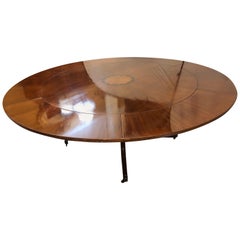 John Stuart Style Circular Inlaid Expandable Dining or Center Table