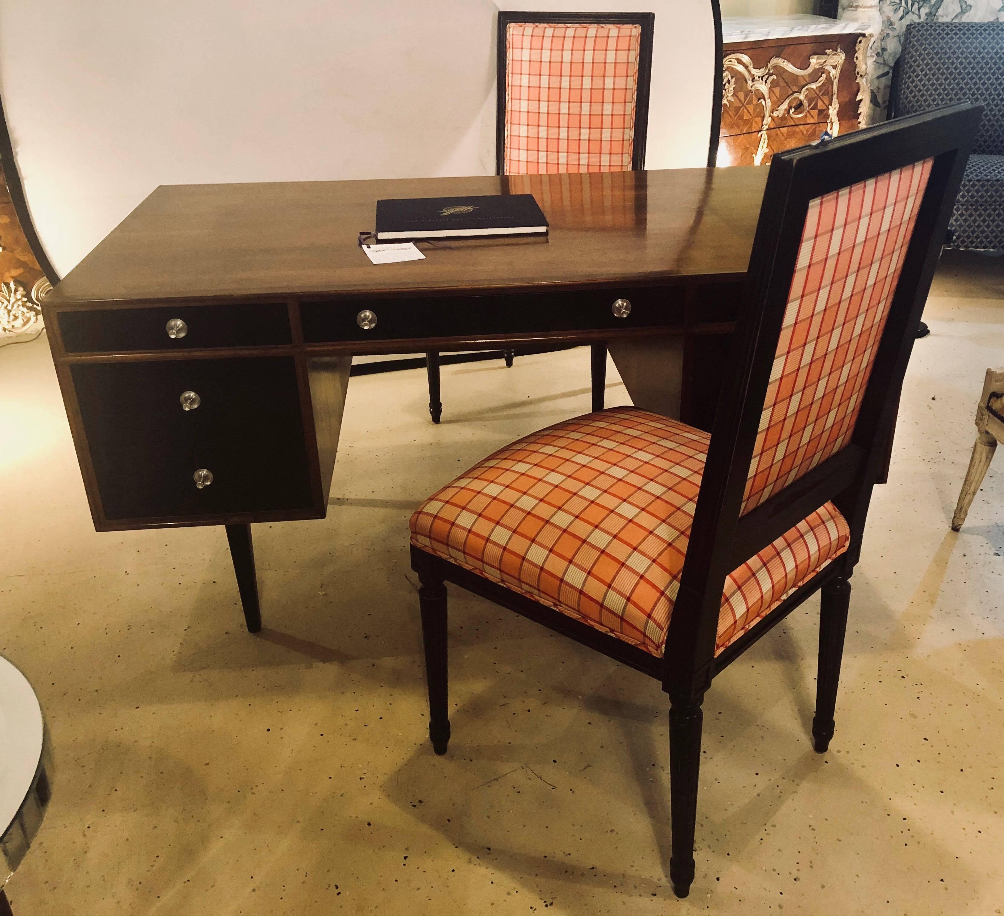 John Stuart Style Ebony and Teak Polished Mid-Century Modern Desk / Vanity 4