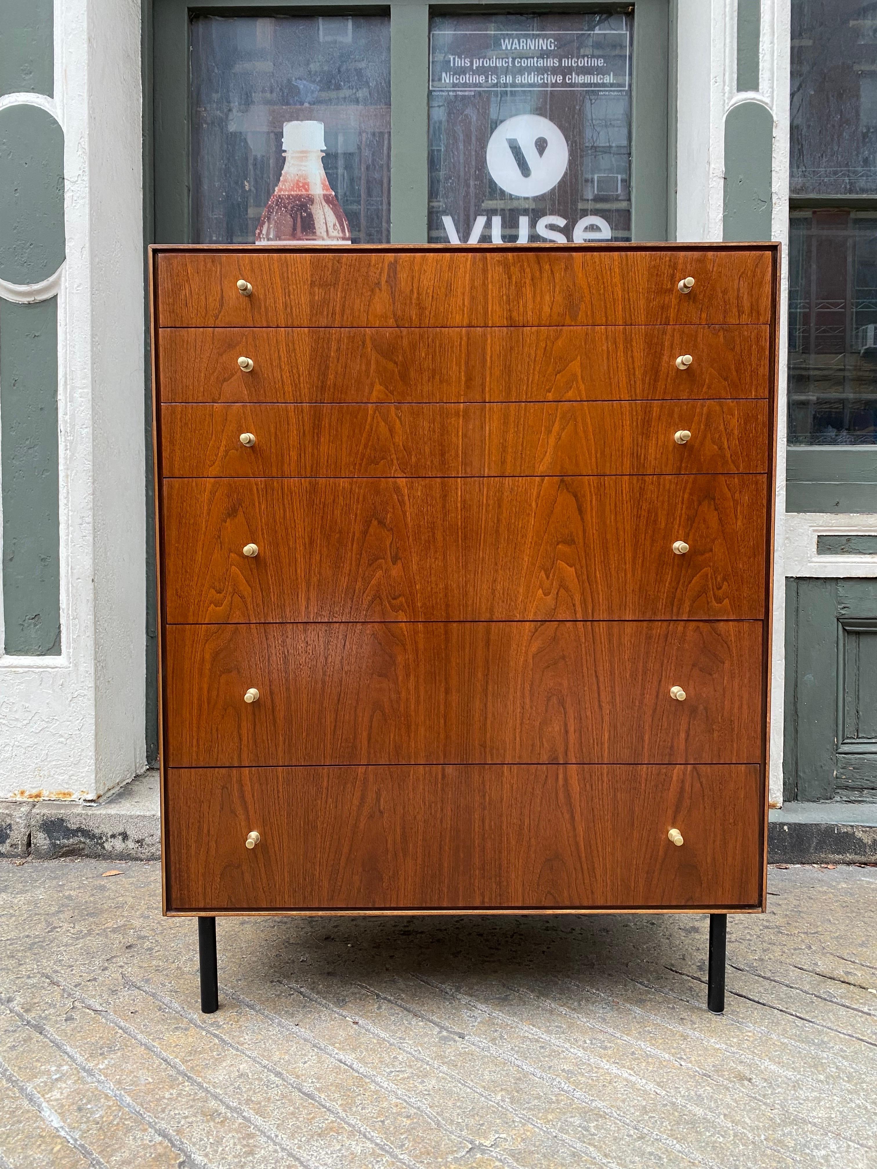 Mid-Century Modern John Stuart Tall Walnut Dresser For Sale