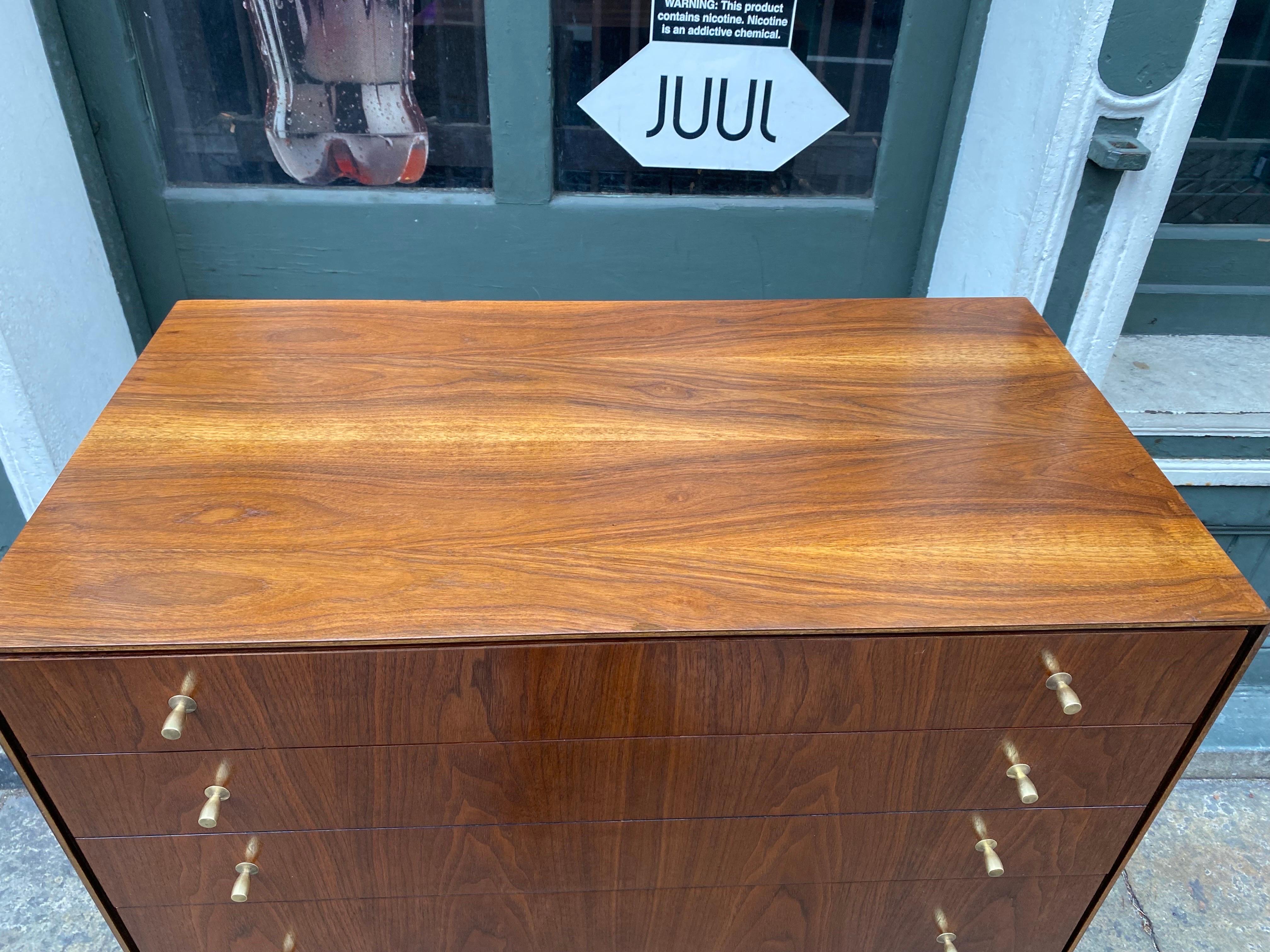 John Stuart Tall Walnut Dresser In Good Condition For Sale In Philadelphia, PA