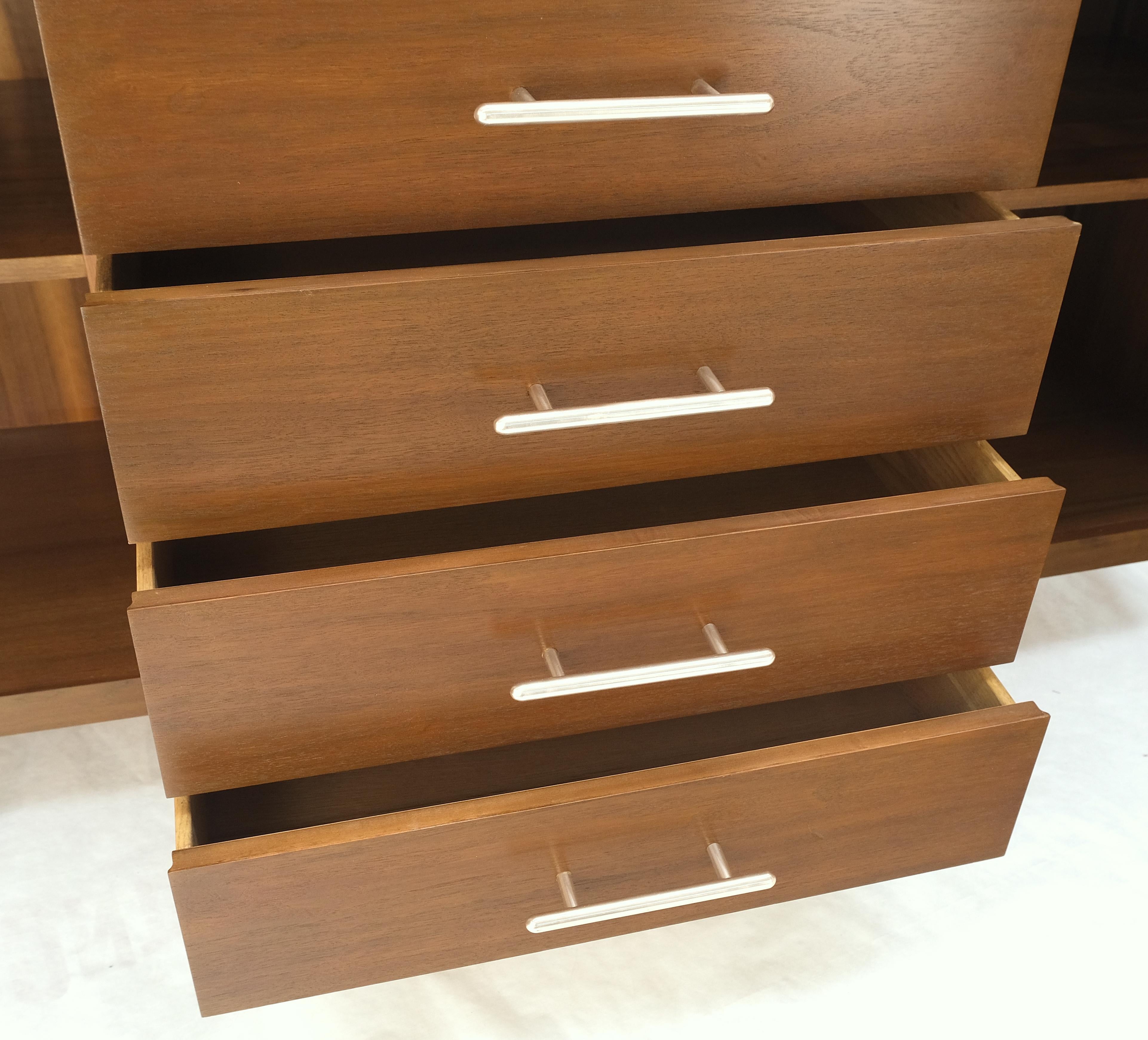 Lacquered John Stuart Walnut Mid-Century Modern Long Credenza Dresser Pull Out Shelf Mint! For Sale