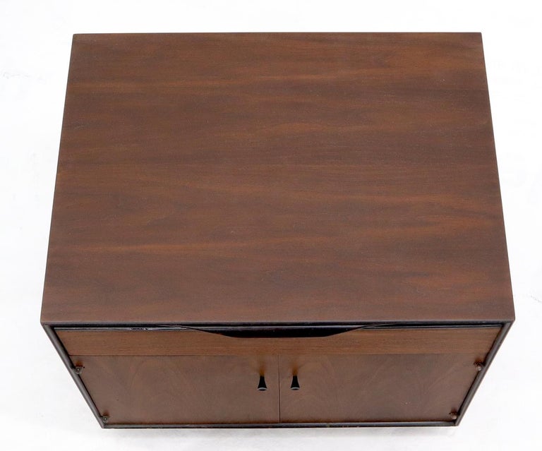 American John Stuart Walnut One Drawer Two Doors Compartment End Table Nightstand For Sale