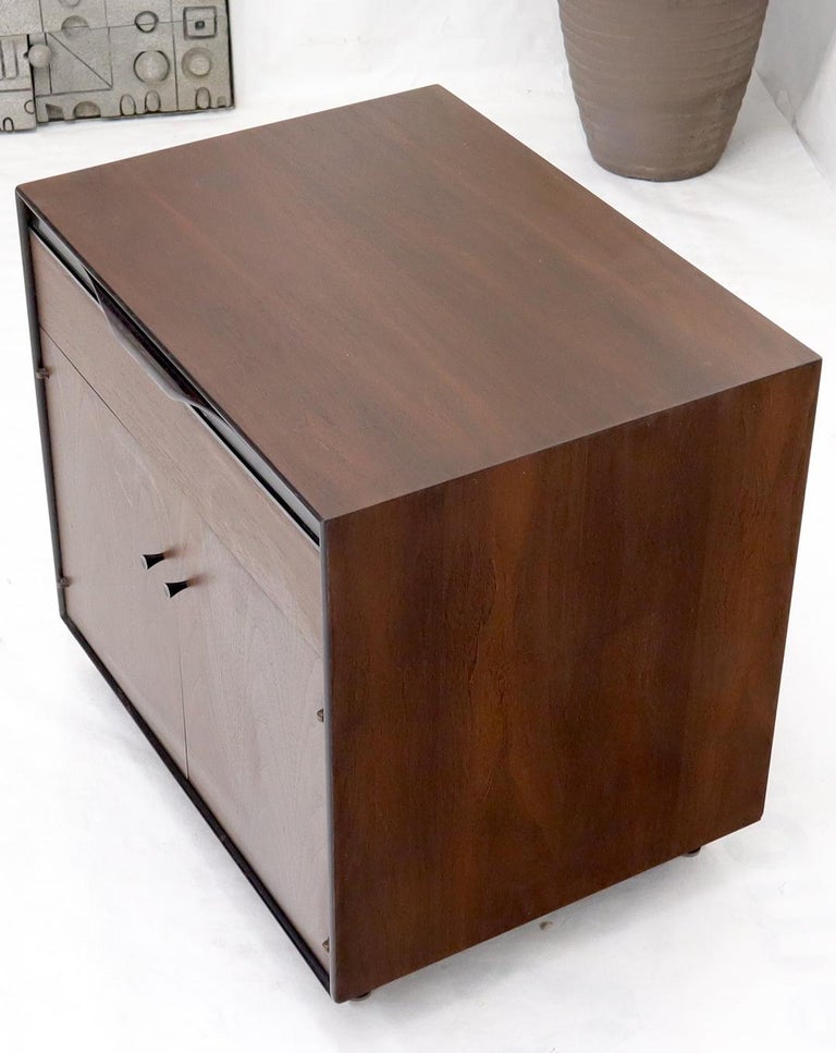 John Stuart Walnut One Drawer Two Doors Compartment End Table Nightstand For Sale 1