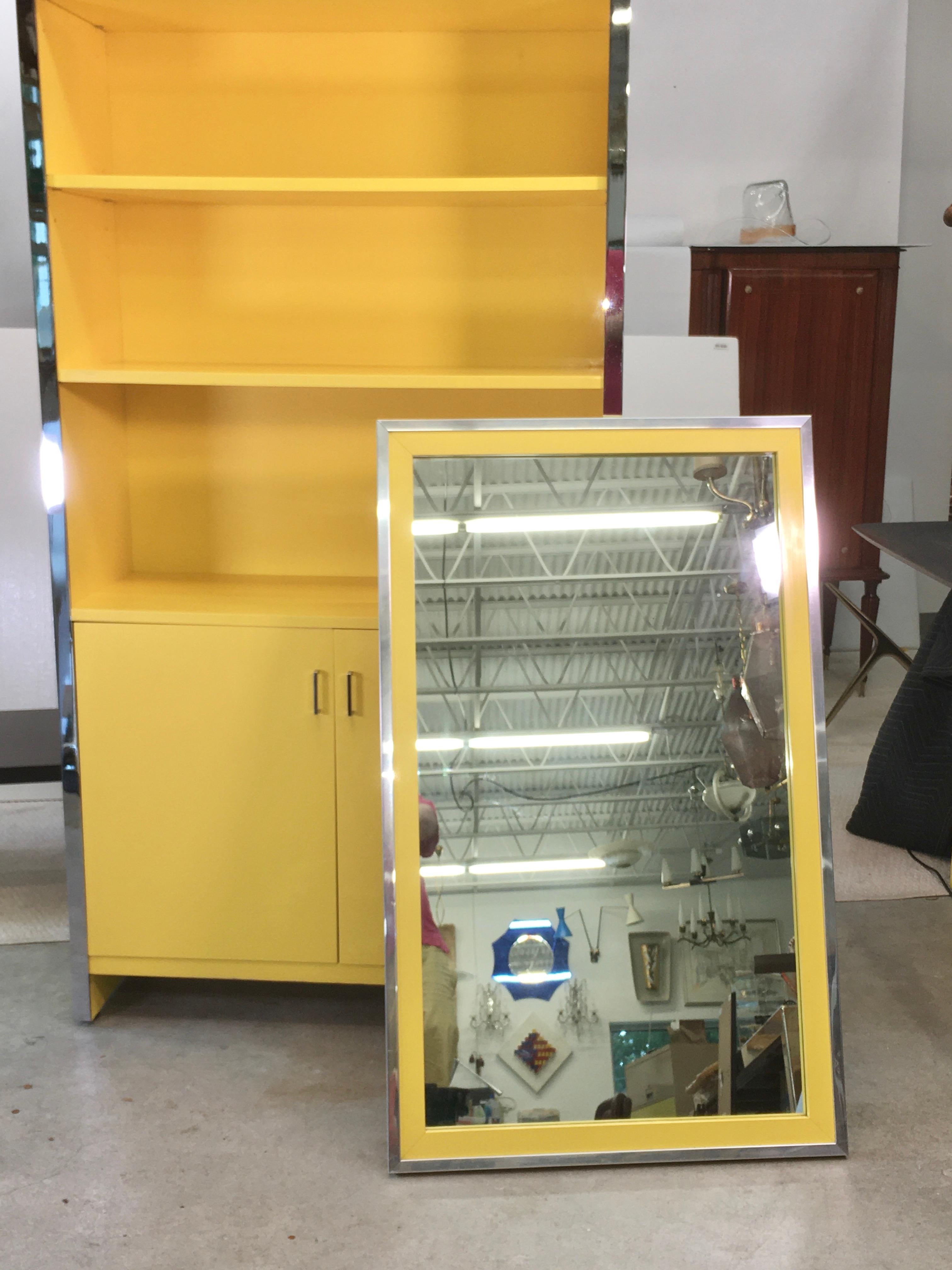 John Stuart Yellow Lacquer and Chrome Bookcase or Dry Bar 9