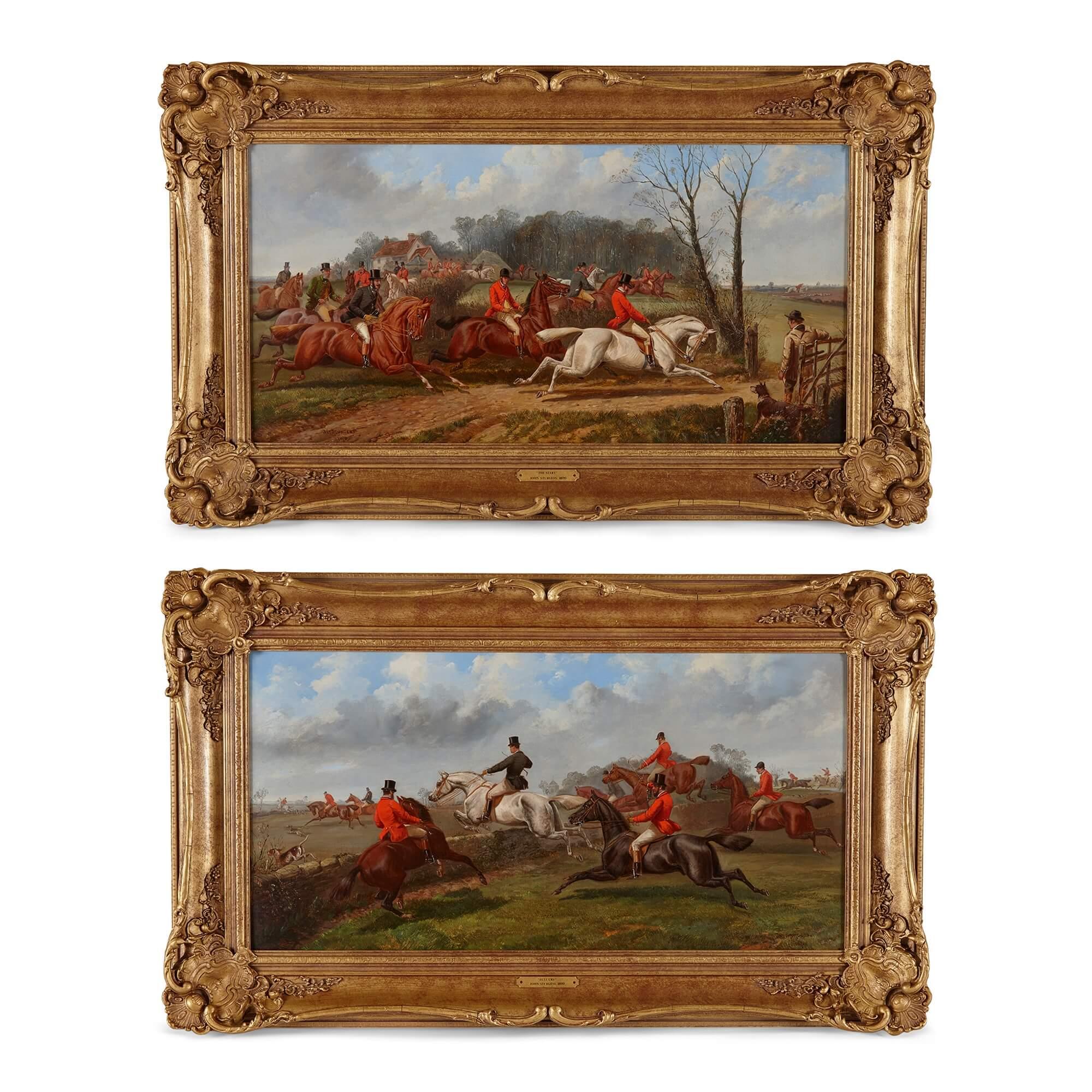 Animal Painting John Sturgess - Paire de peintures anglaises anciennes de chevaux par Sturgess