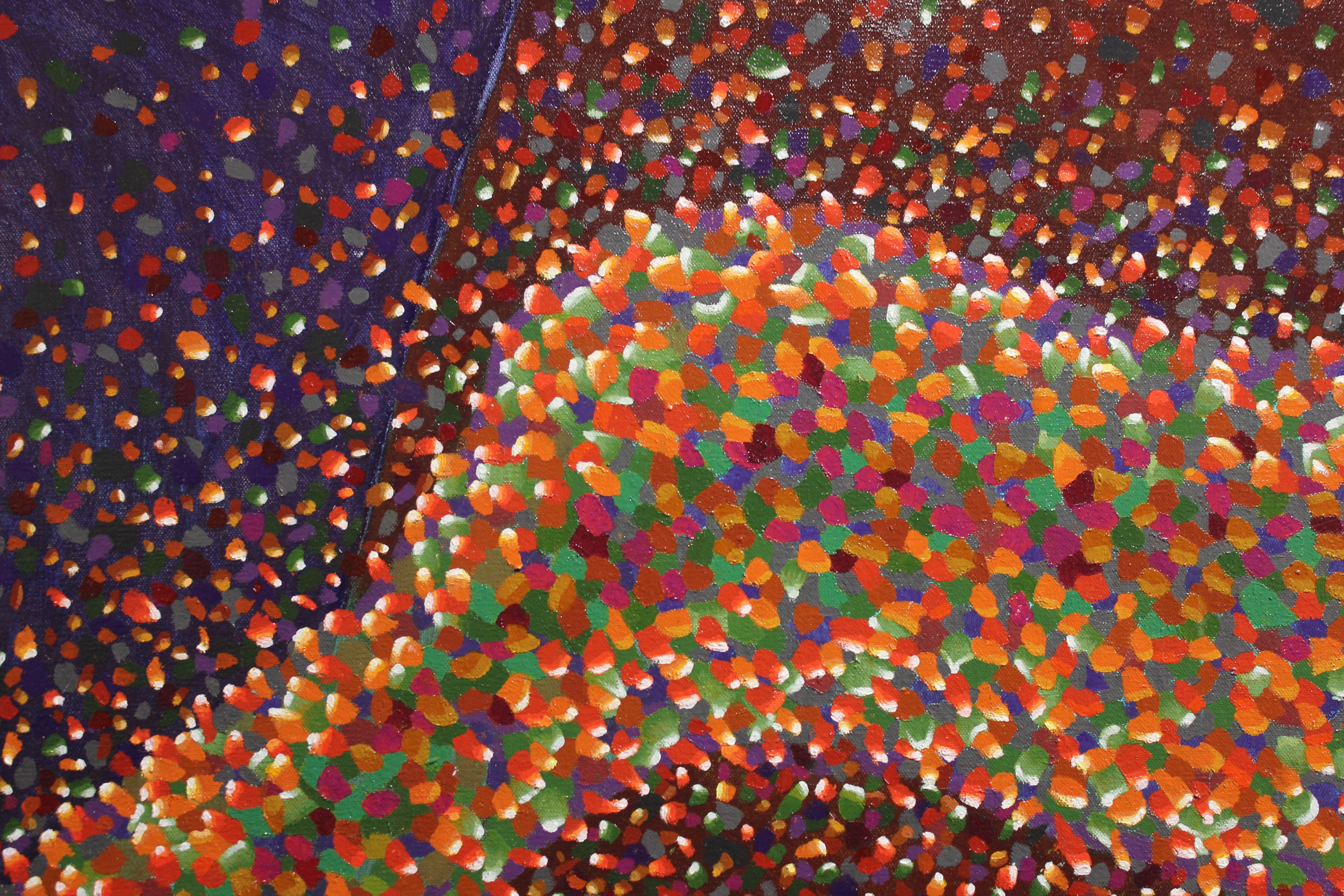 Pointillist Abstract with Deep Purples and Reds - Abstract Expressionist Painting by John Sturtevant
