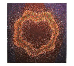 Abstrakter Pointillist mit tiefen Violett- und Rottönen