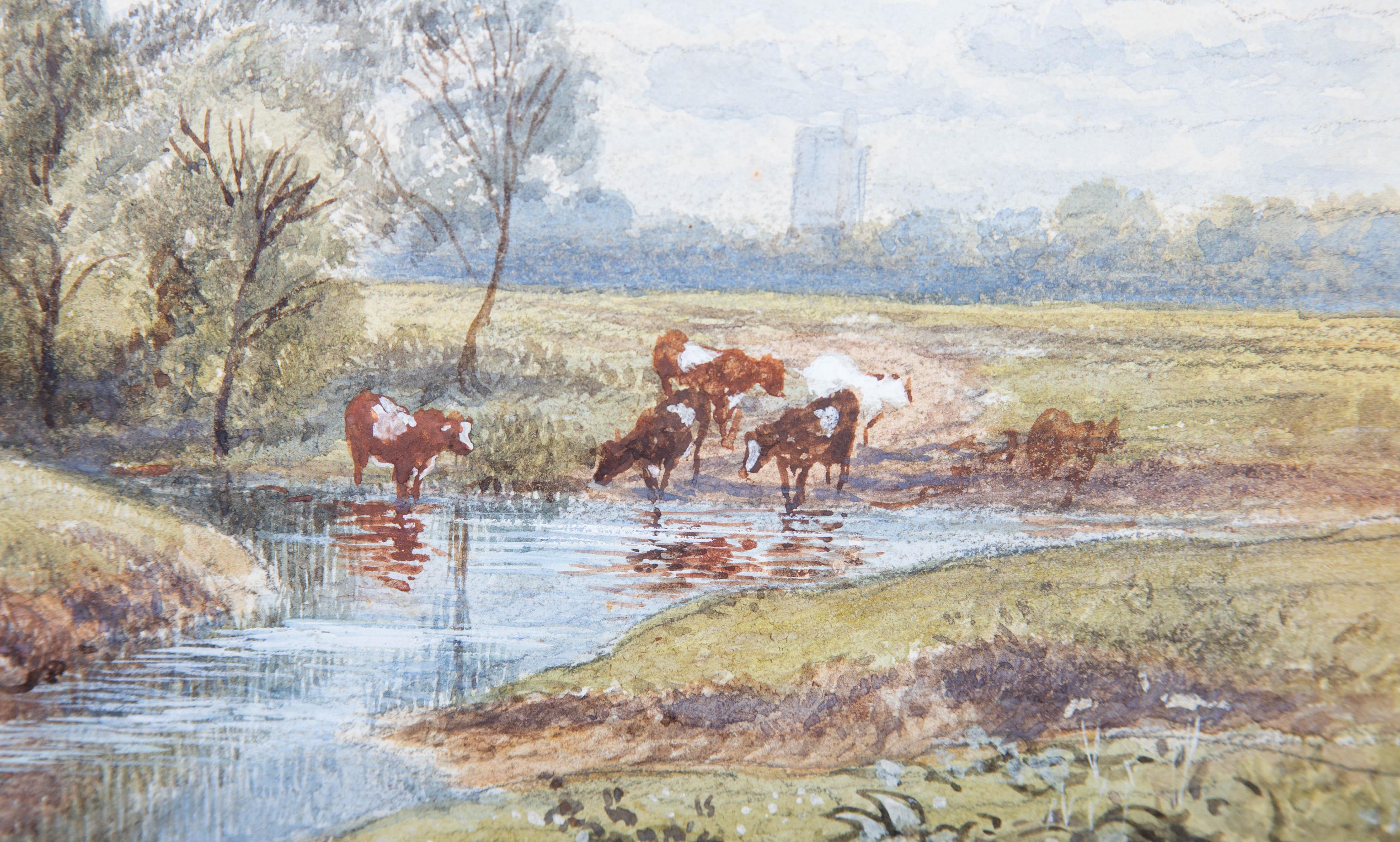John Syer Jr. (1846-1913) - Signed Late 19th Century Watercolour, Livestock Graz For Sale 4