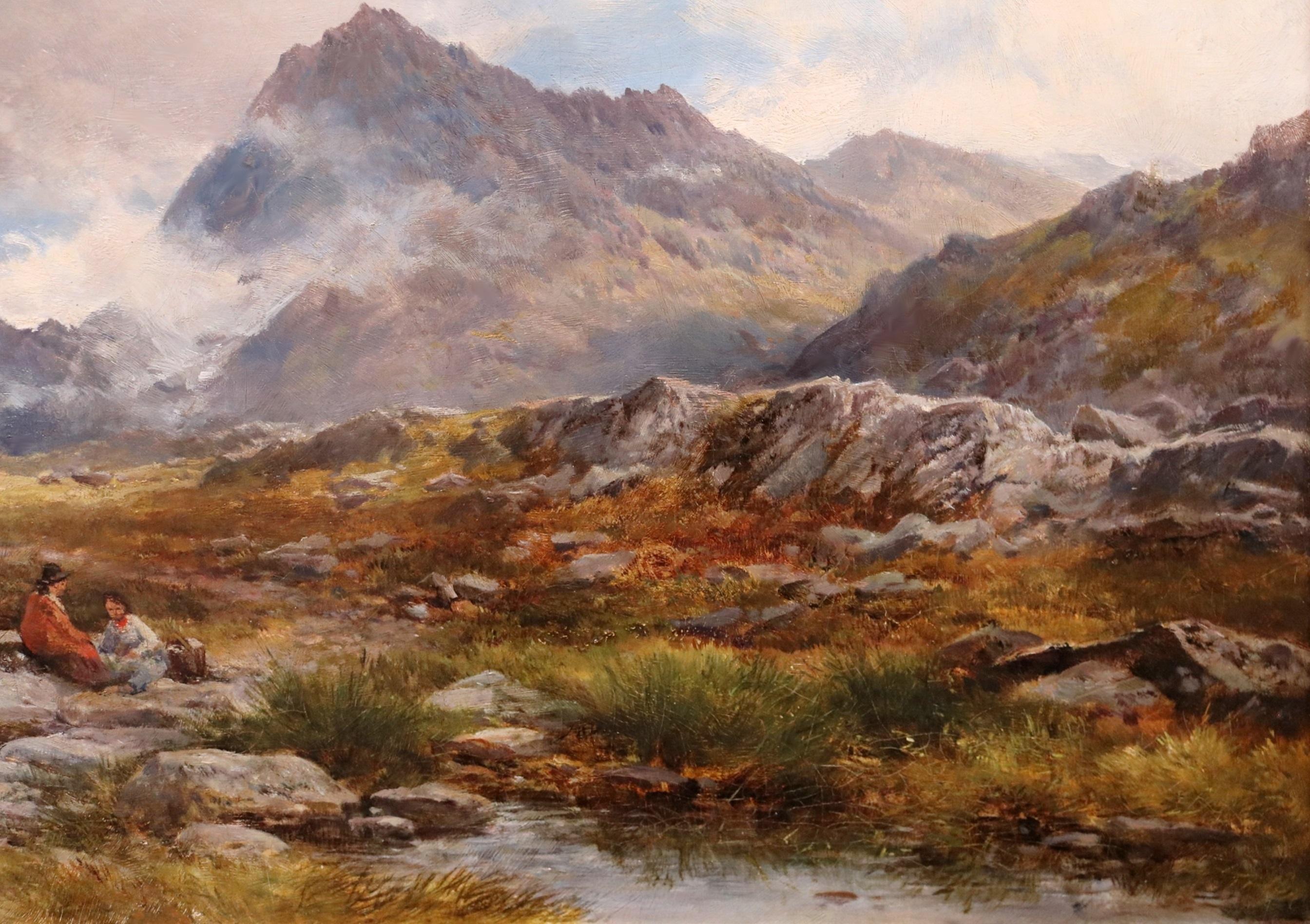 Avant Glyder Fawr - Grande peinture à l'huile du 19e siècle - Paysage de montagnes galloises  en vente 3