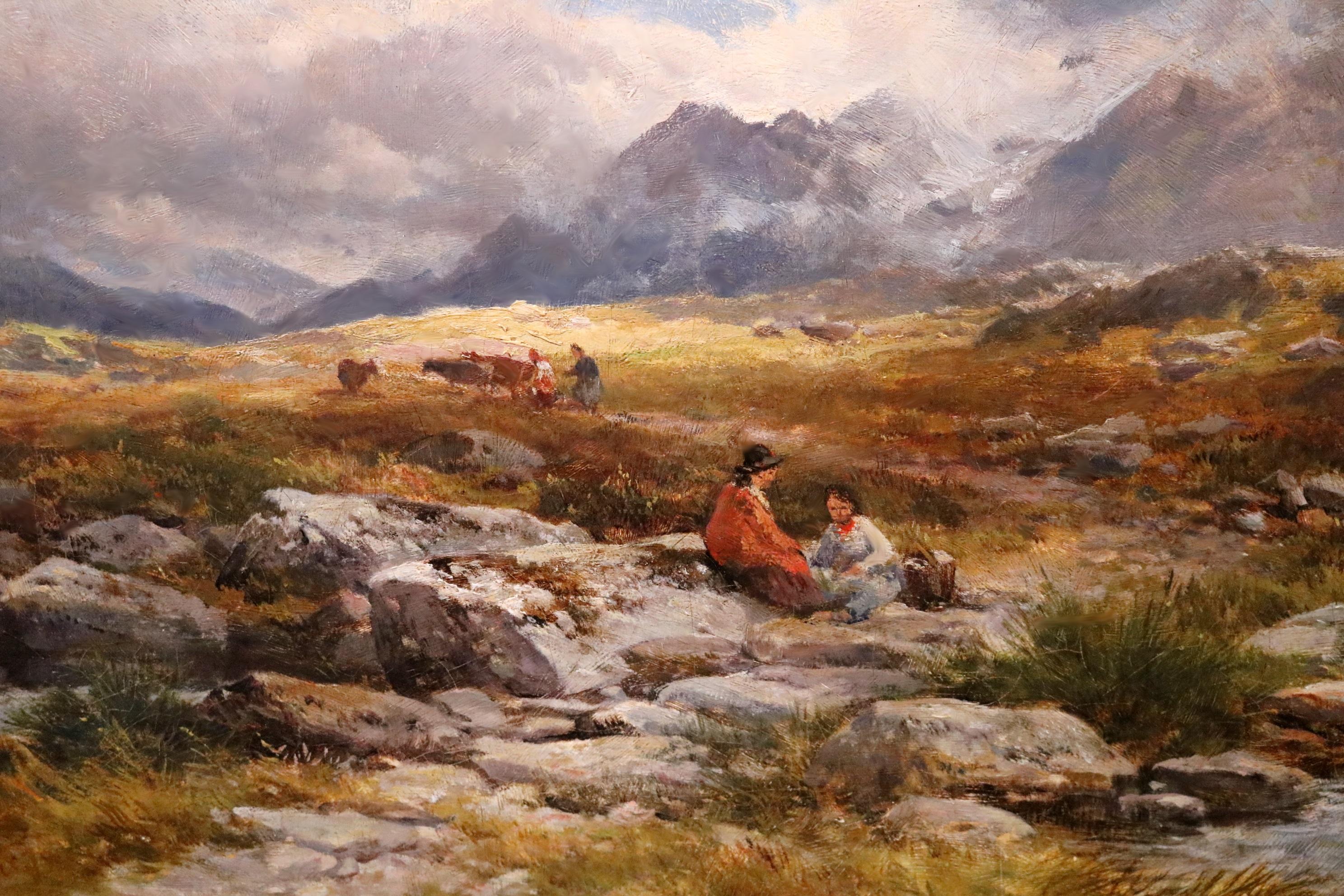 Avant Glyder Fawr - Grande peinture à l'huile de paysage de montagne galloise du 19e siècle  - Victorien Painting par John Syer