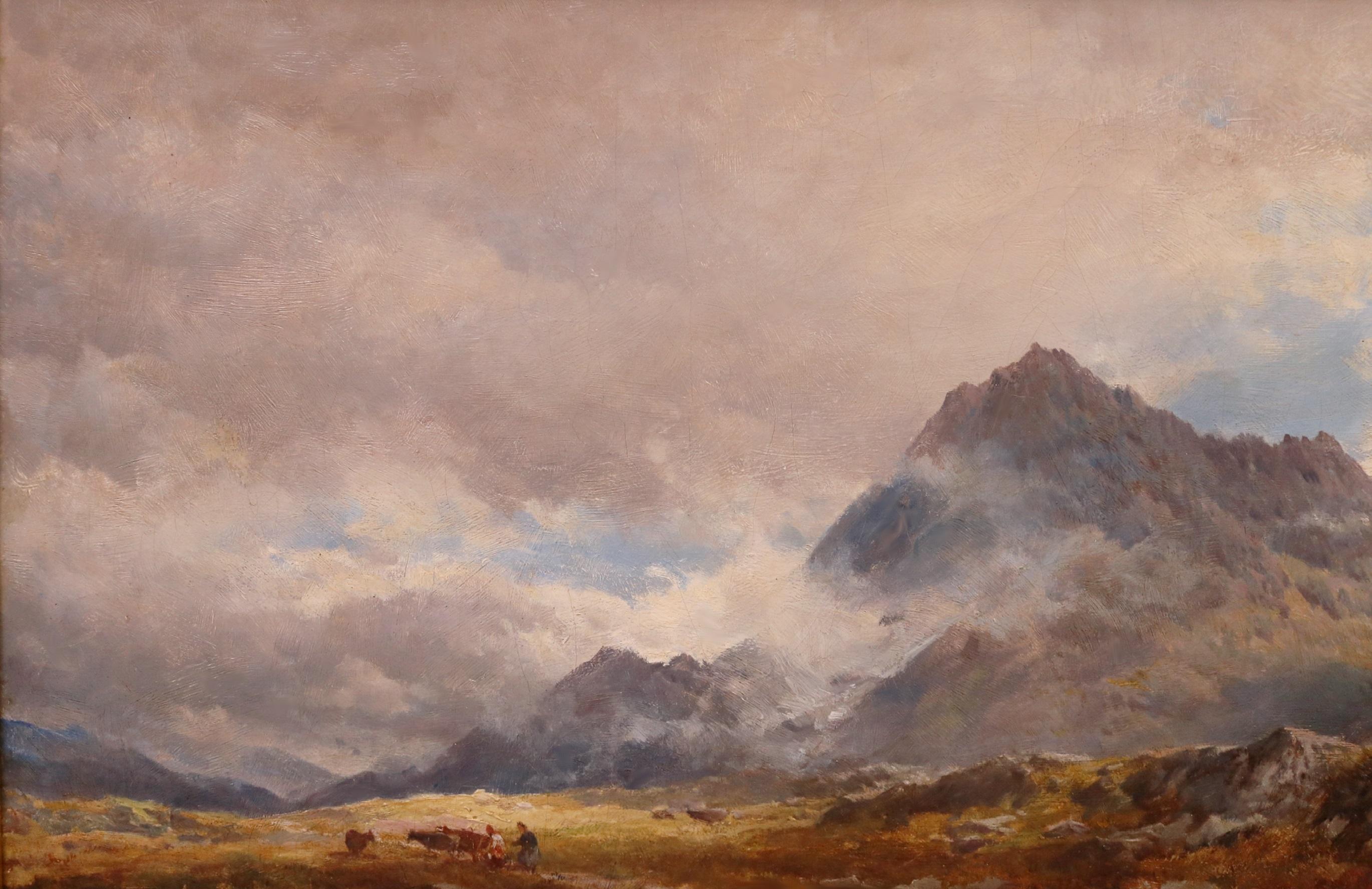 Avant Glyder Fawr - Grande peinture à l'huile de paysage de montagne galloise du 19e siècle  en vente 1