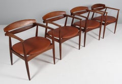 John Sylvester & Jørgen Matz set of four armchairs in teak, Bramin 1960s