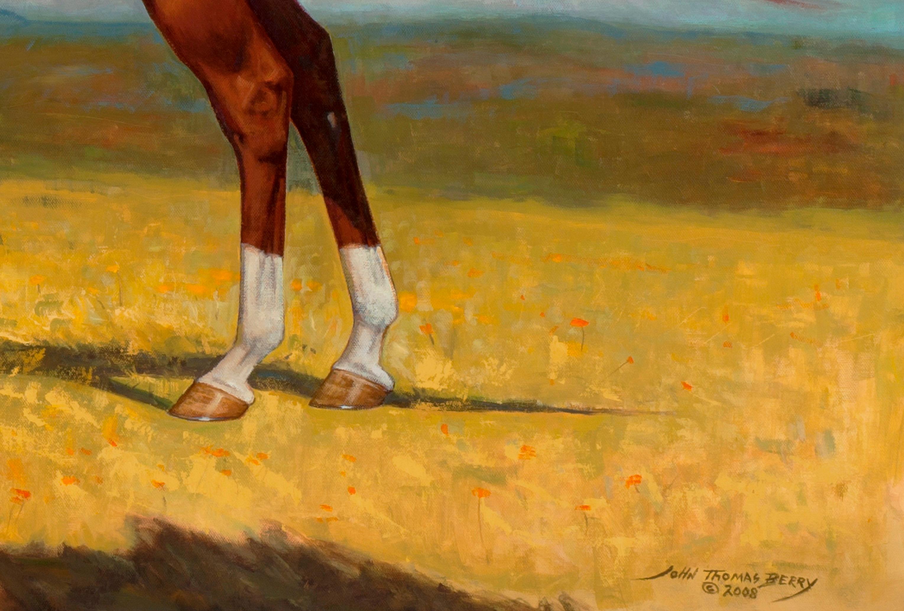 Large realist equine portrait of Saddlebred stallion, Supreme Heir, oil 36 x 48  - Realist Painting by John T. Berry