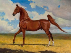 Large realist equine portrait of Saddlebred stallion, Supreme Heir, oil 36 x 48 