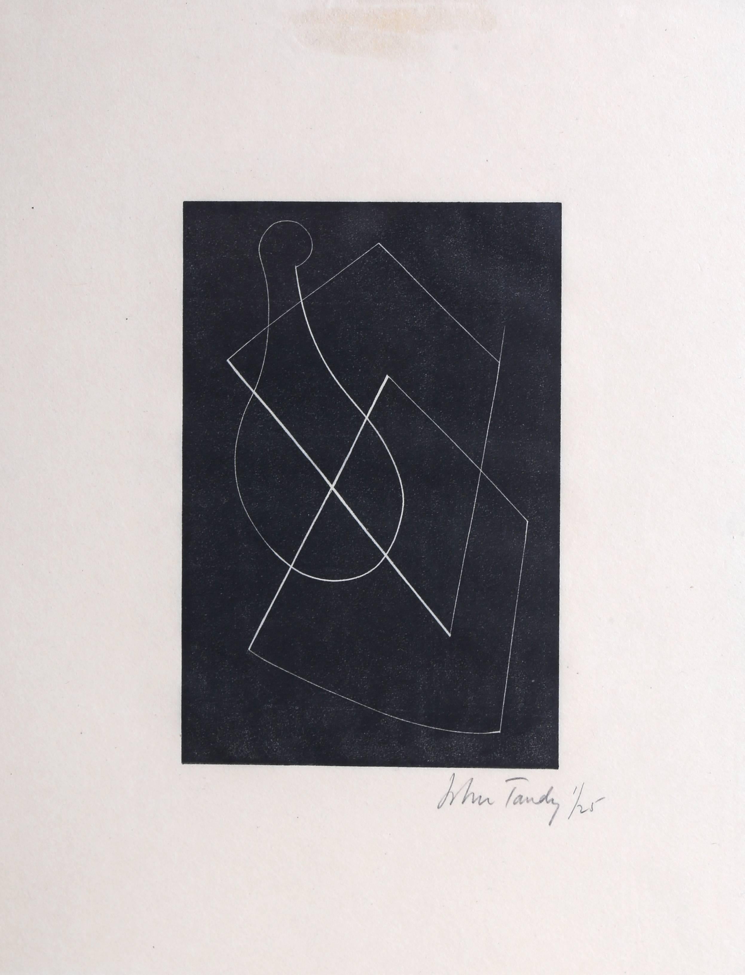 John Tandy Abstract Print – Moderner moderner abstrakter Holzschliff um 1928