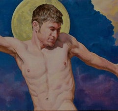 "Holding Back the Moon" (ca. 2018) By John Tarantola, Nude Portrait Oil Painting