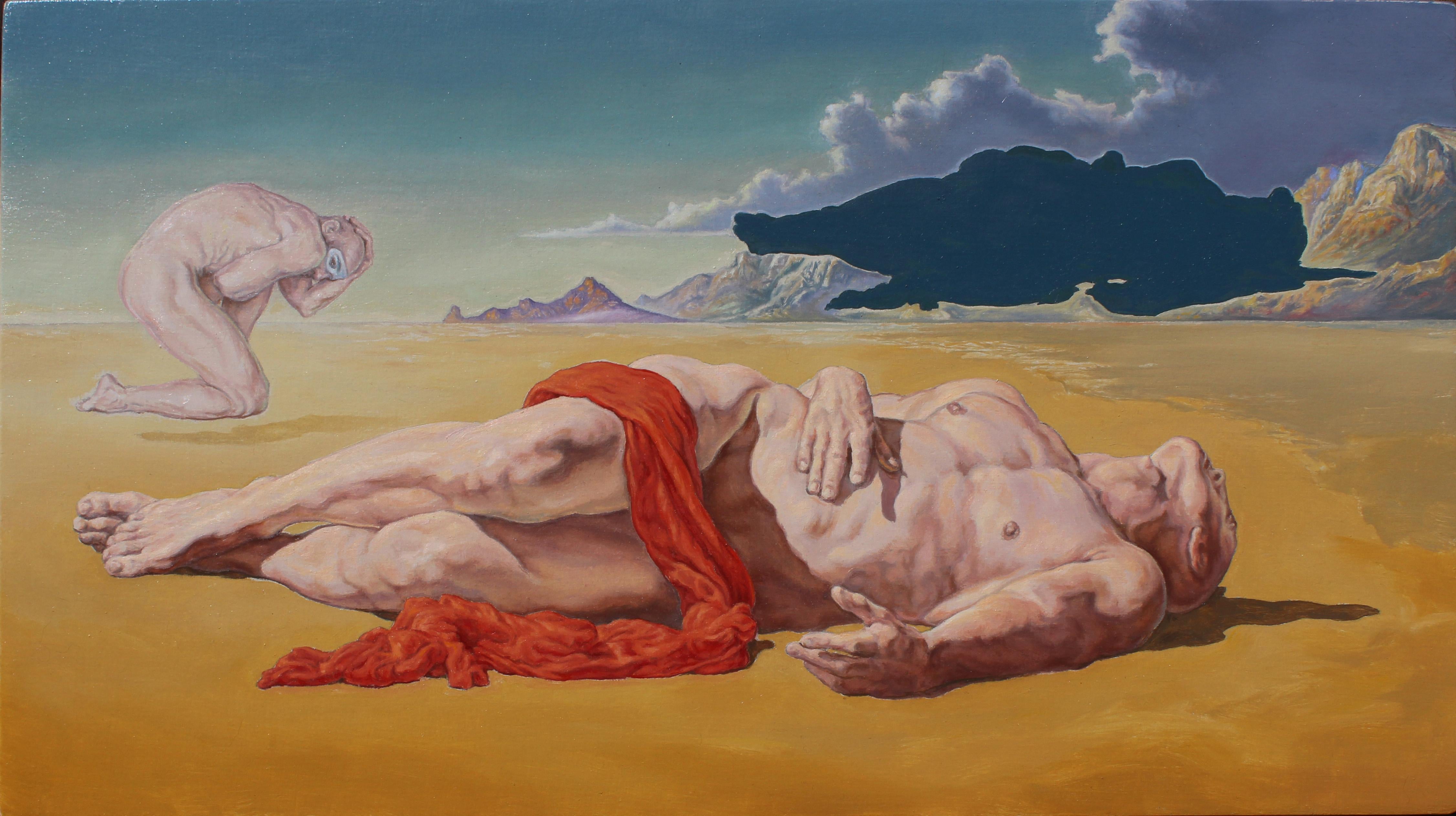 "Islas" (ca. 2014) De John Tarantola, Pintura al óleo de retrato desnudo surrealista