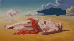„Islands“ (ca. 2014) von John Tarantola, Surrealistisches Aktporträt, Ölgemälde