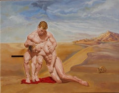 "Piedad" (2021) de John Tarantola, pintura al óleo de retrato desnudo surrealista