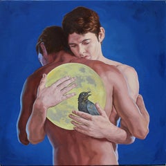 "Luna de cuervo" (2014) de John Tarantola, pintura al óleo de retrato desnudo surrealista