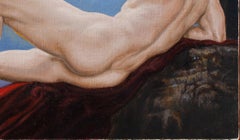 "Reclining Man" (2015) By John Tarantola, Surrealist Nude Portrait Oil Painting