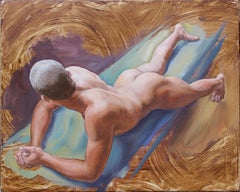 "Whispering Hope" (2018) di John Tarantola, ritratto ad olio di un nudo