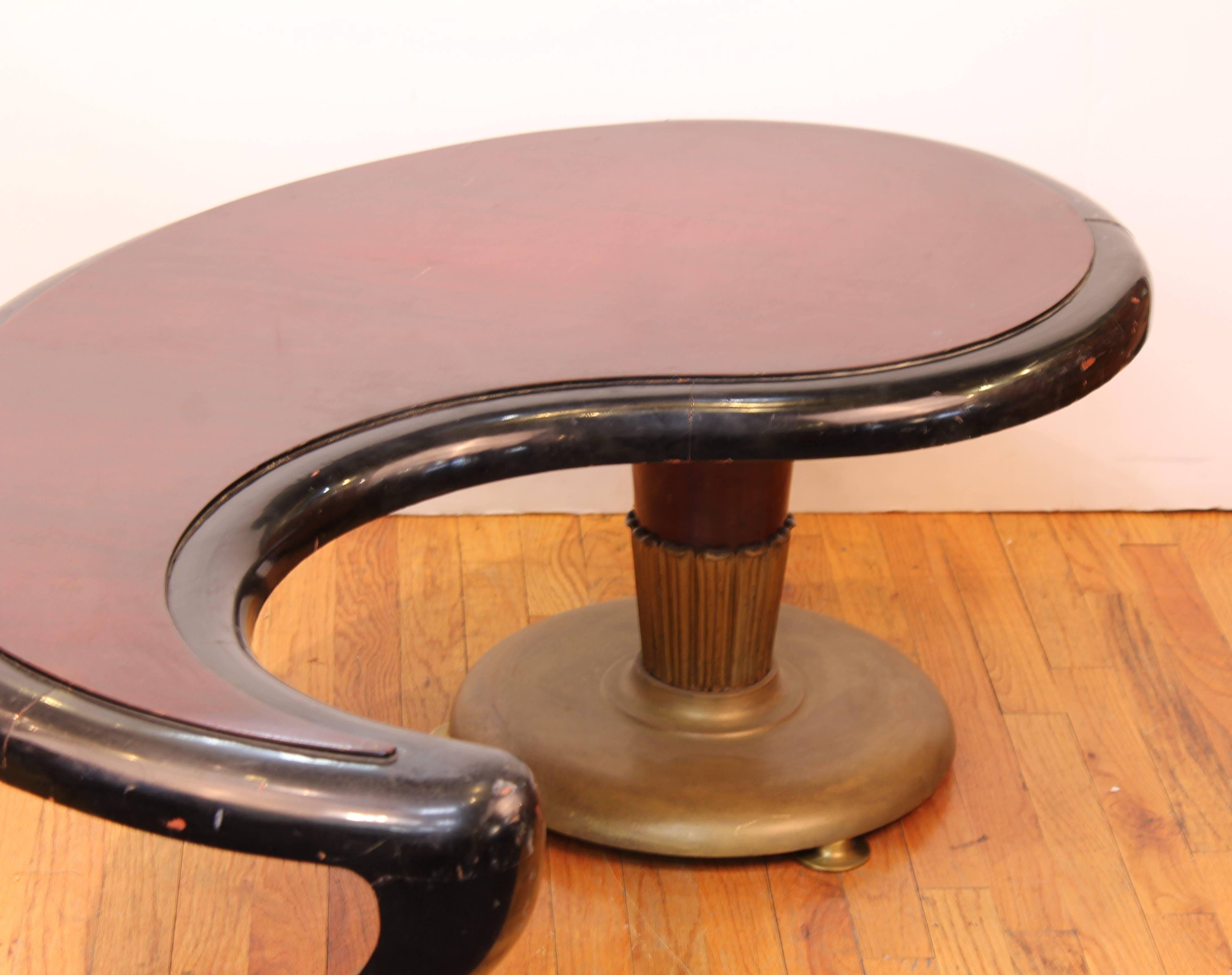 Mid-20th Century John Tavis Ebonised Paisley Shaped Cocktail Table with Curved Leg