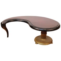 John Tavis Ebonised Paisley Shaped Cocktail Table with Curved Leg