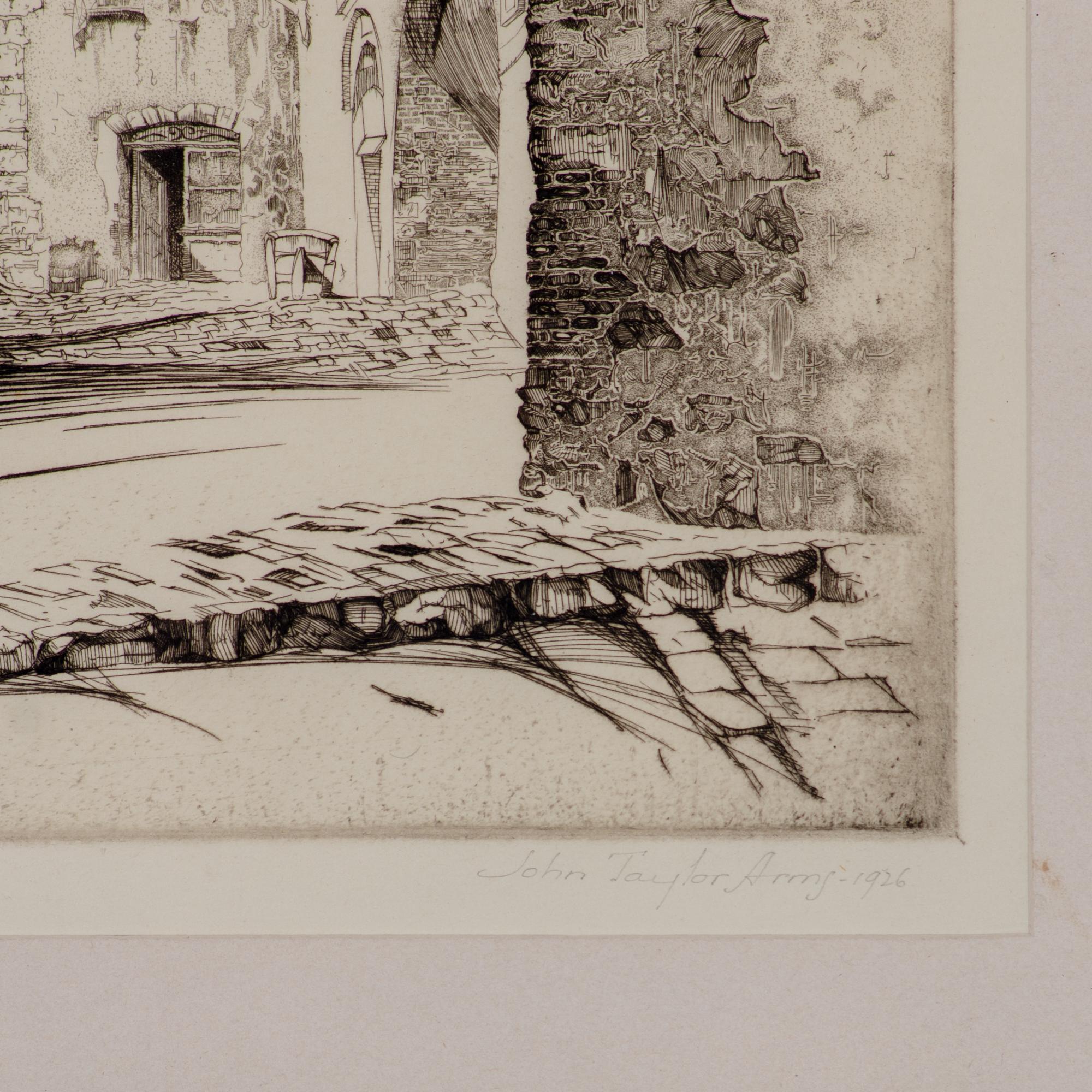 John Taylor Arms - Arch of the Conca, Perugia Etching, 1926 In Good Condition For Sale In Savannah, GA