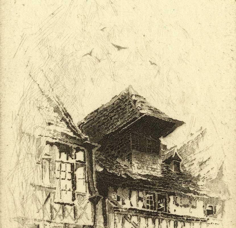 Ein Zobel in der Grande Rue, Lisieux – Print von John Taylor Arms