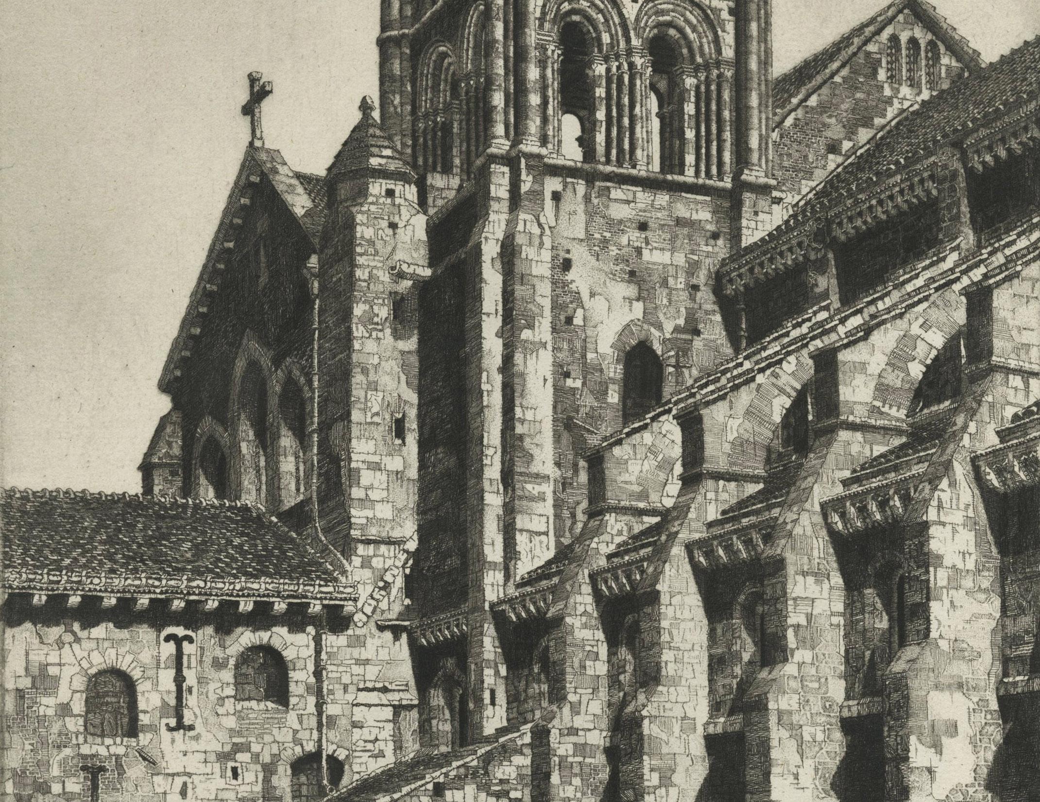 Basilica della Madeleine, Vezelay - Print Realismo americano di John Taylor Arms