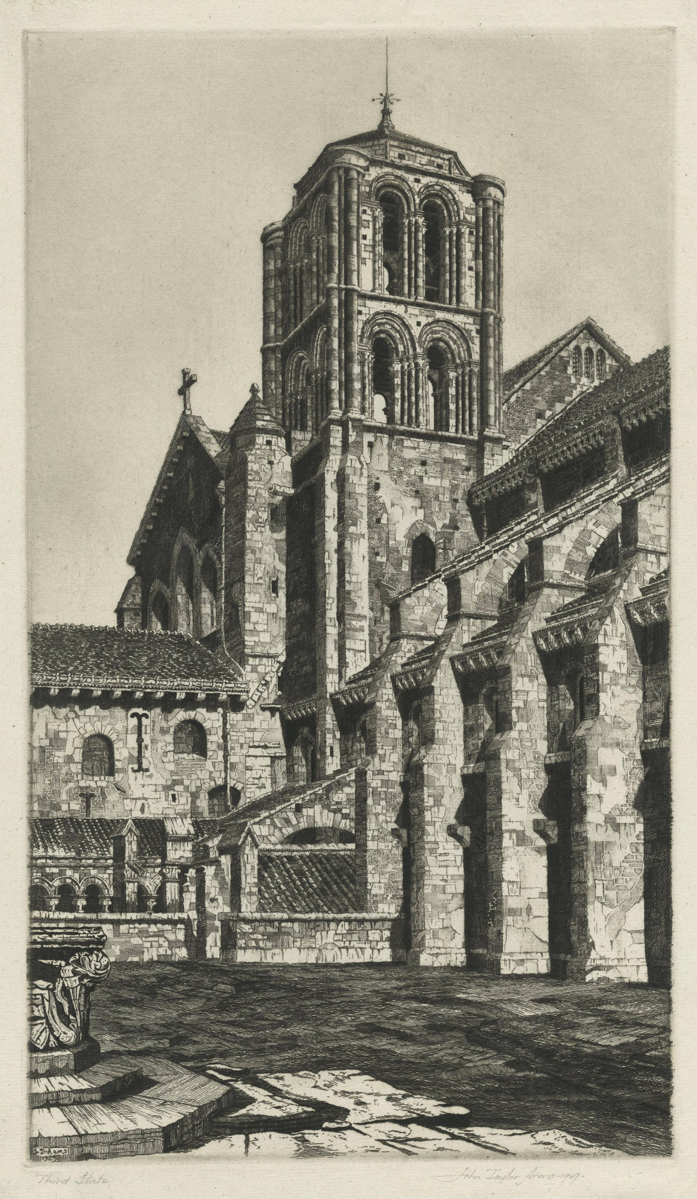 John Taylor Arms Landscape Print - Basilica of Madeleine, Vezelay